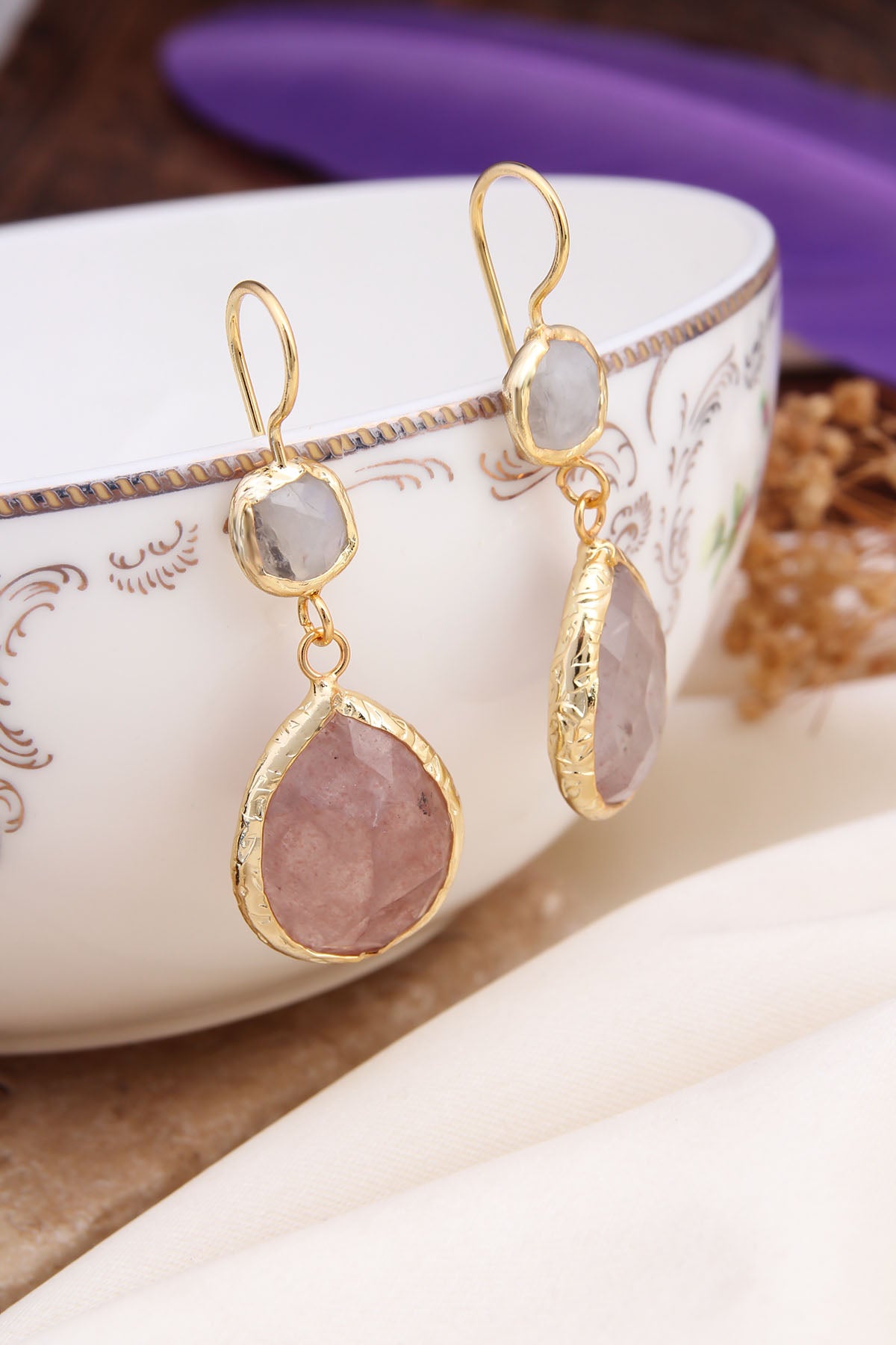 Pink Quartz Earring