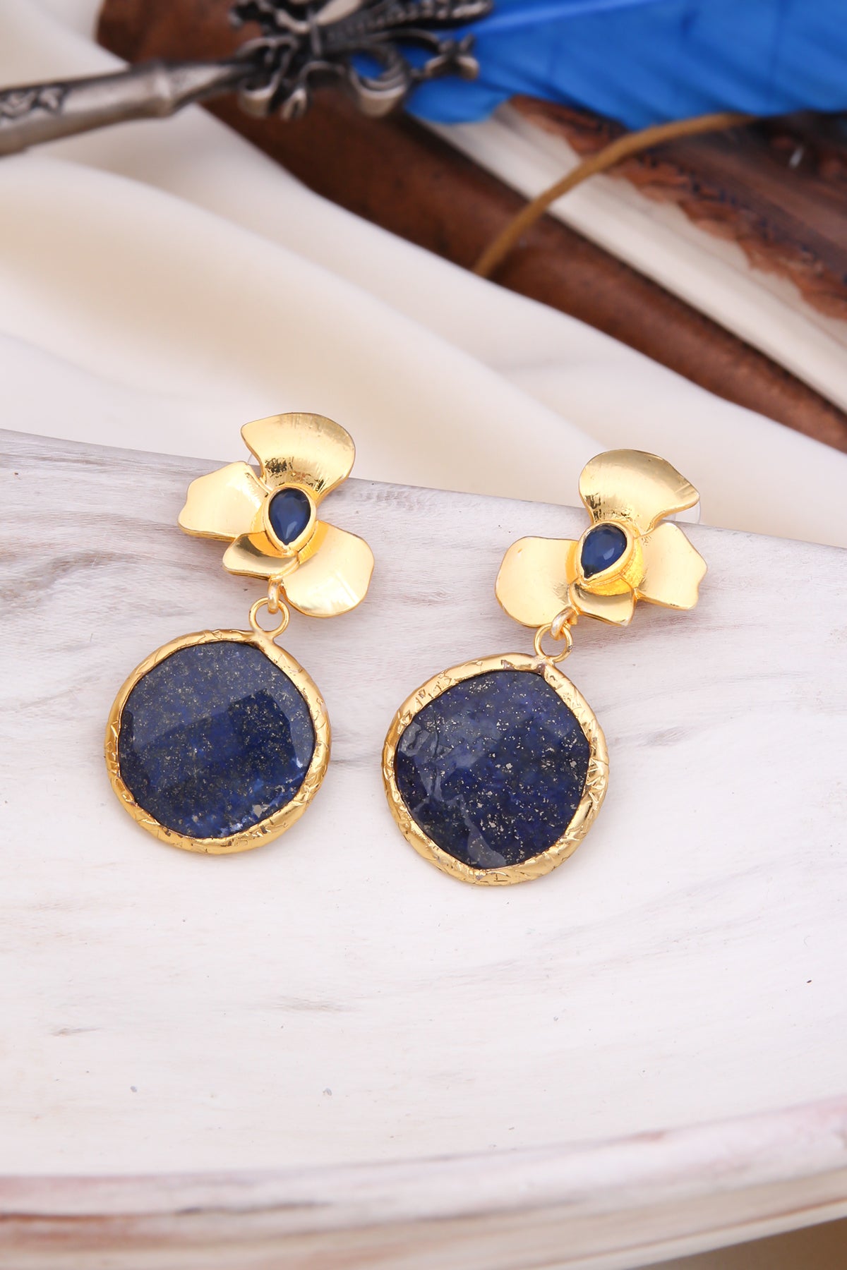 Lapis Lazuli & Zircon Earring