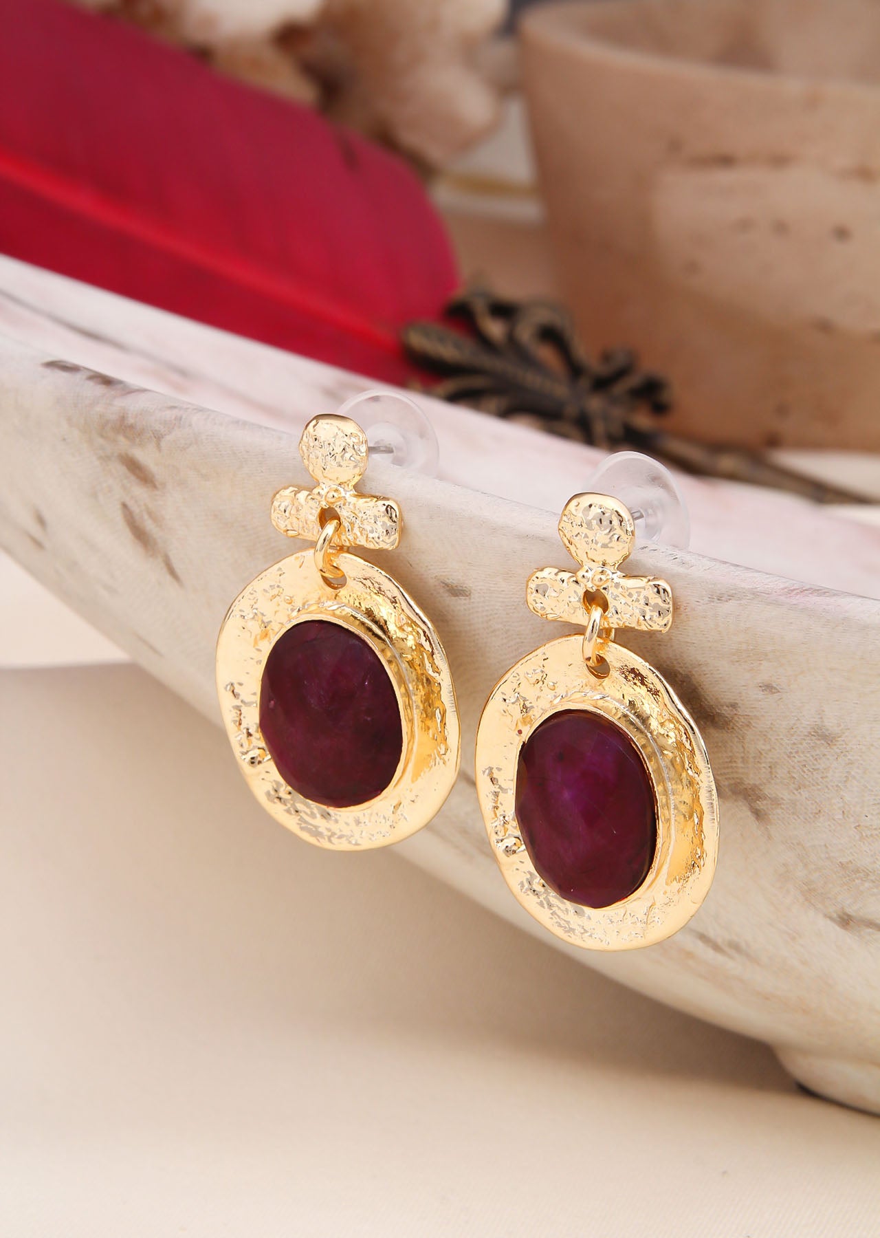 Root Ruby Earring