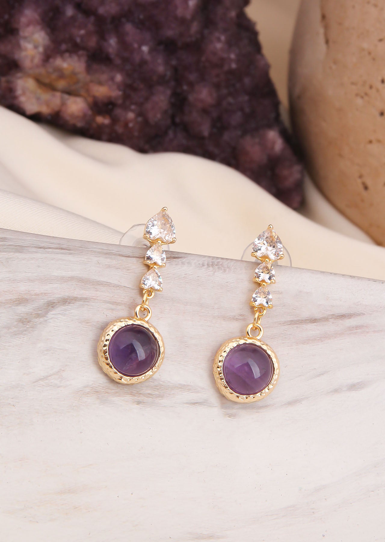 Amethyst & Zircon Earring