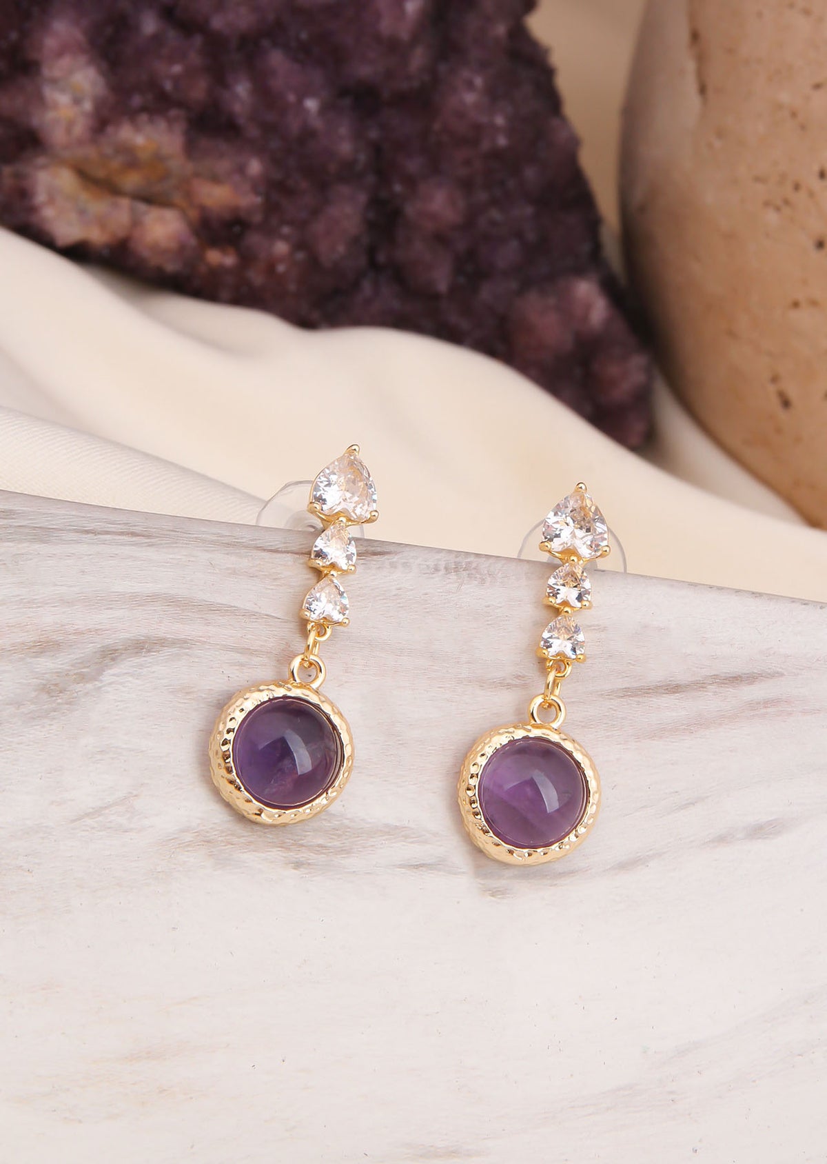 Amethyst & Zircon Earring