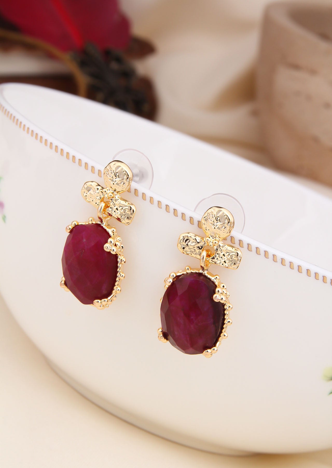 Root Ruby Earring