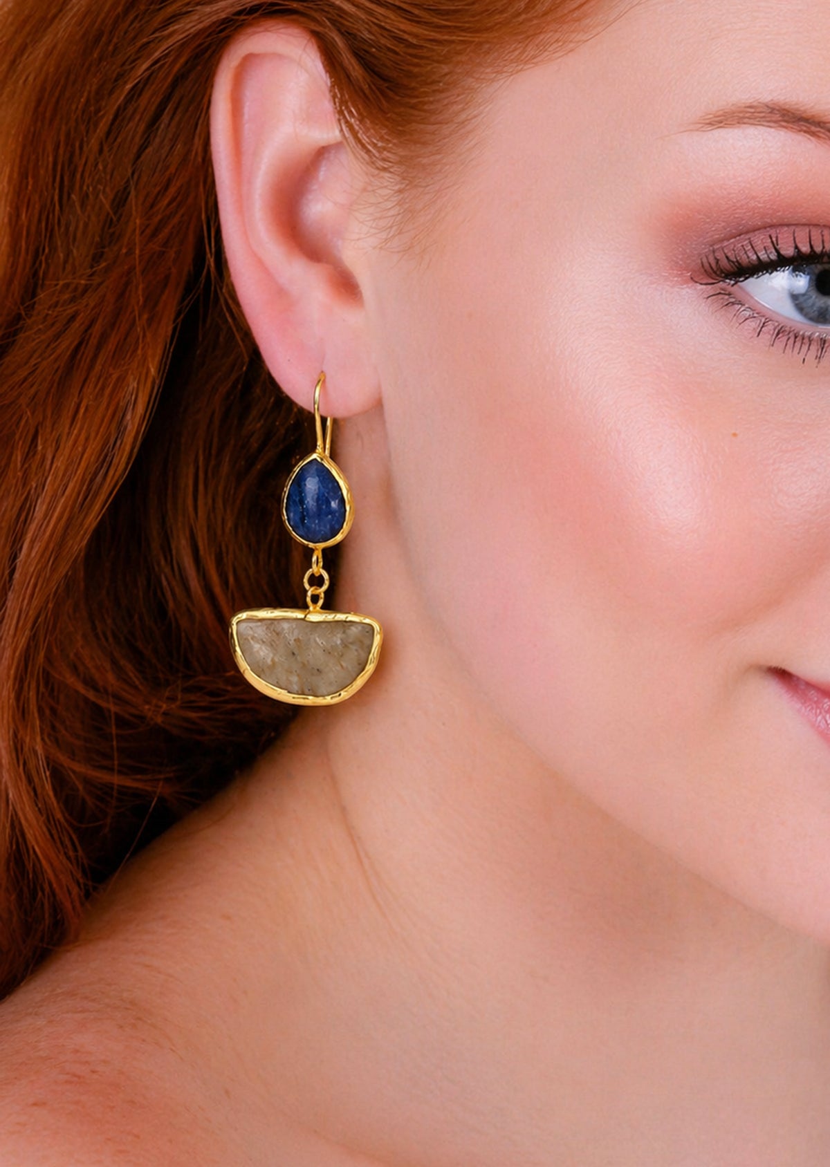 Blue & Black Rutil Earring