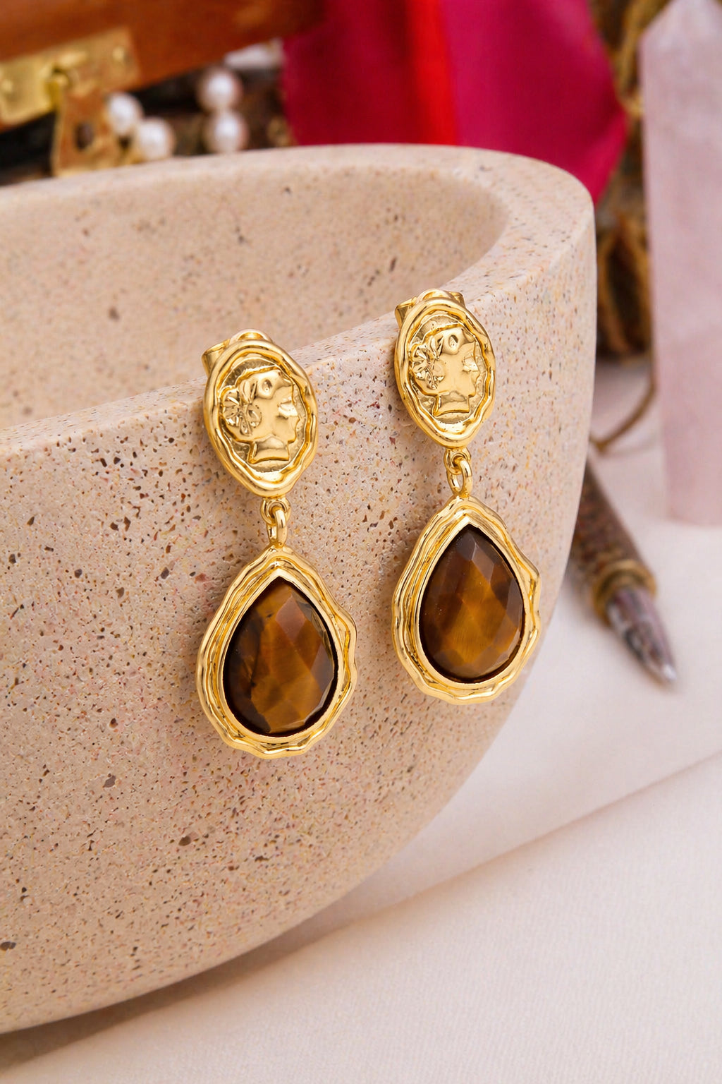 Tiger Eyes Earring