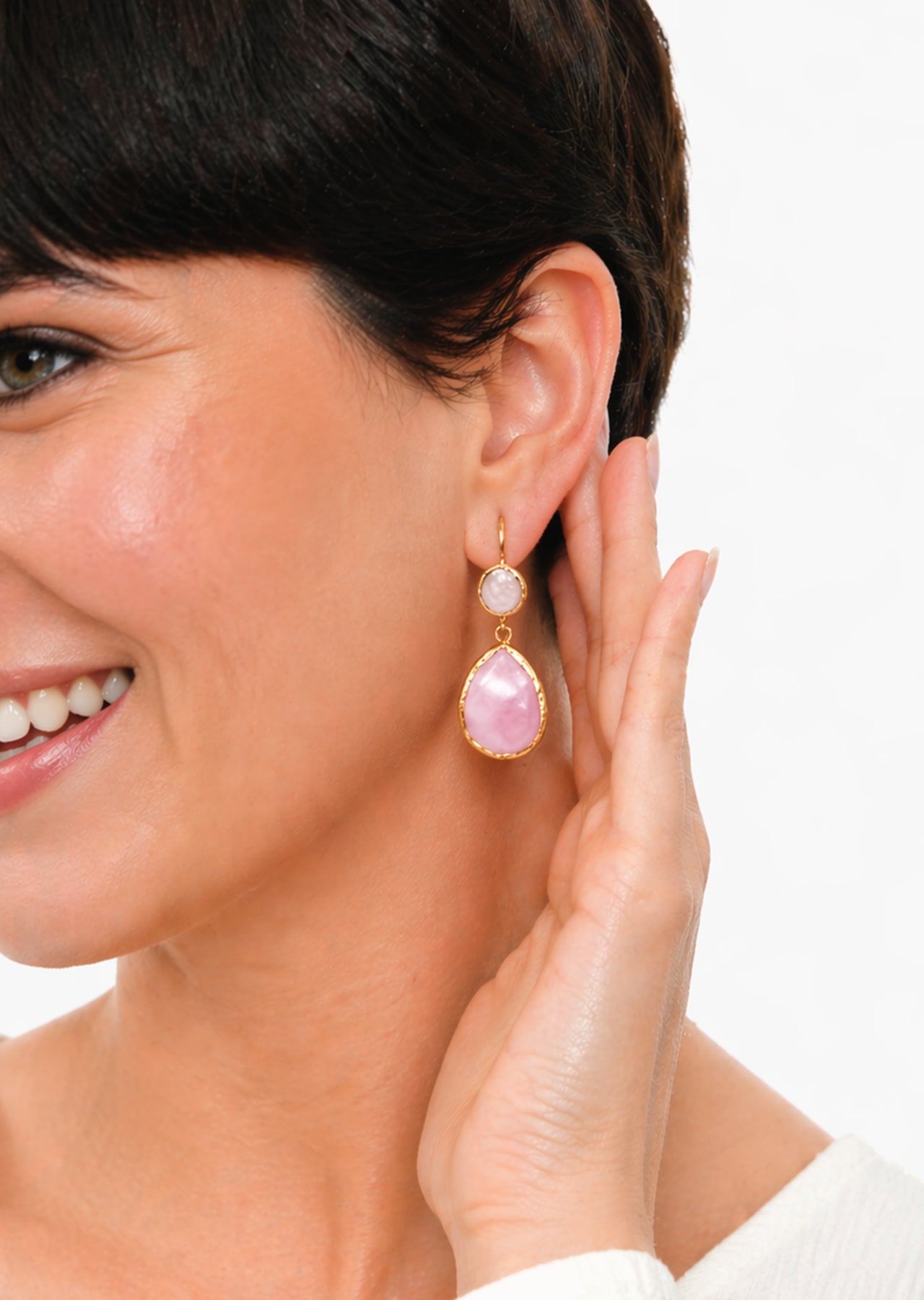Pearl & Pink Quartz Earring