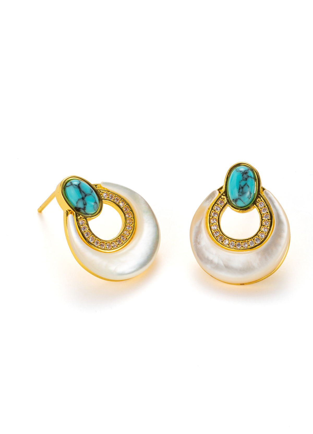 Nacre & Zircon & Turquoise Earring