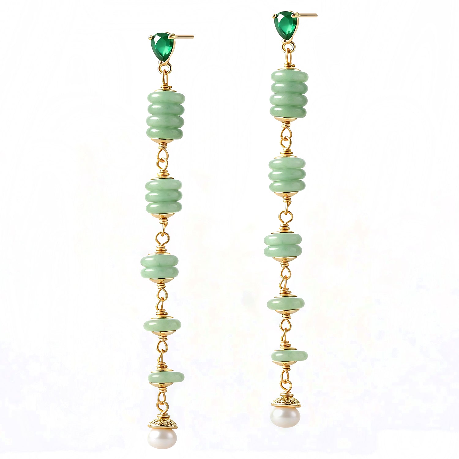 Amazonite & Pearl & Zirkon Earring