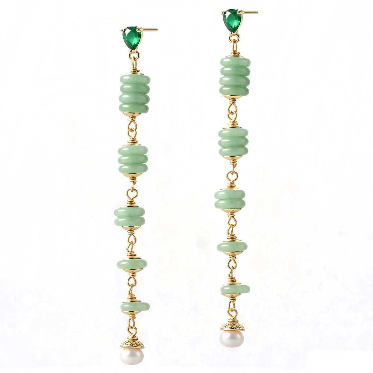 Amazonite & Pearl & Zirkon Earring