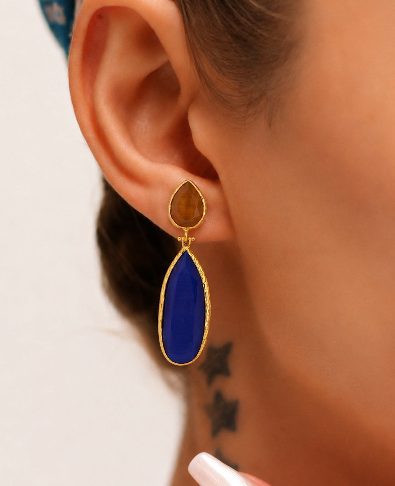 Citrine & Cat Eyes Earring