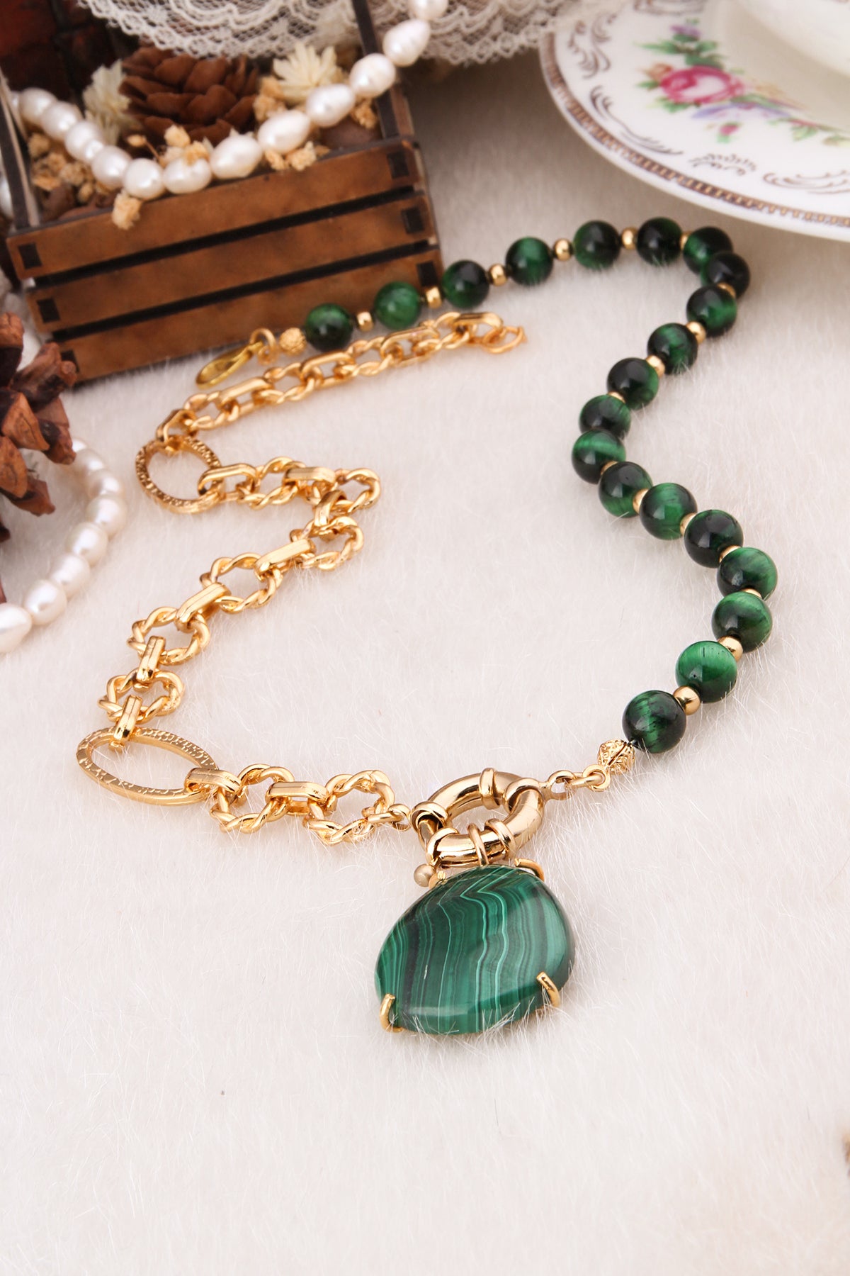 Agate & Malahite Necklace