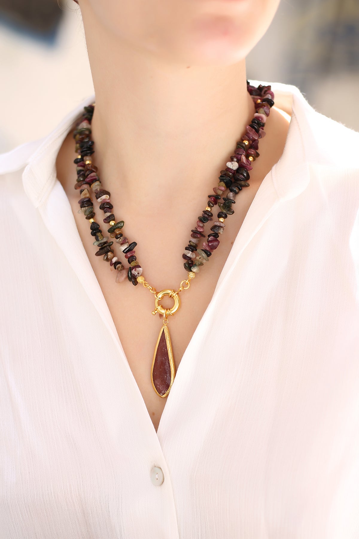 Tourmaline & Strawberry Quartz Necklace