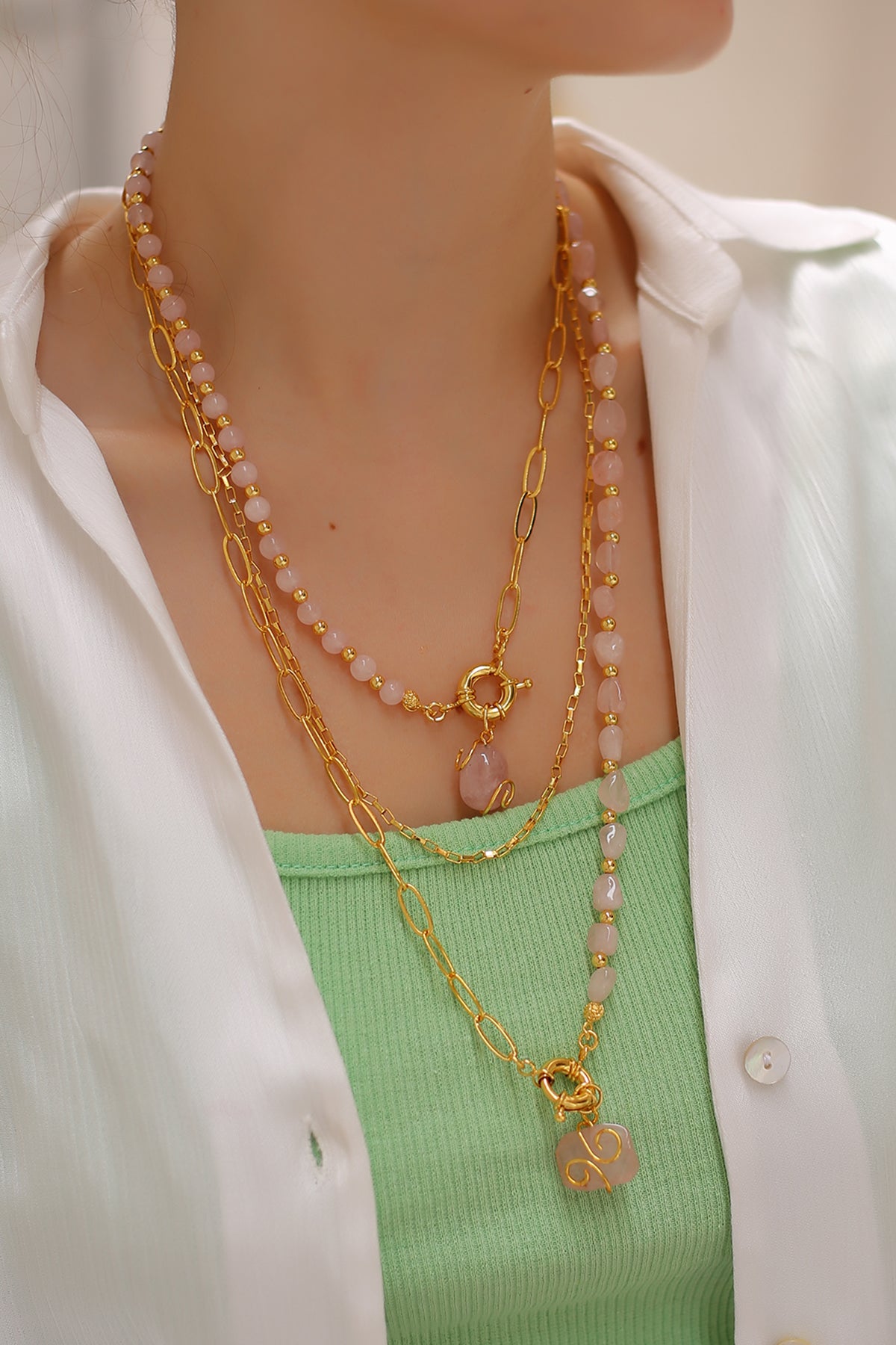 Pink Quartz Necklace