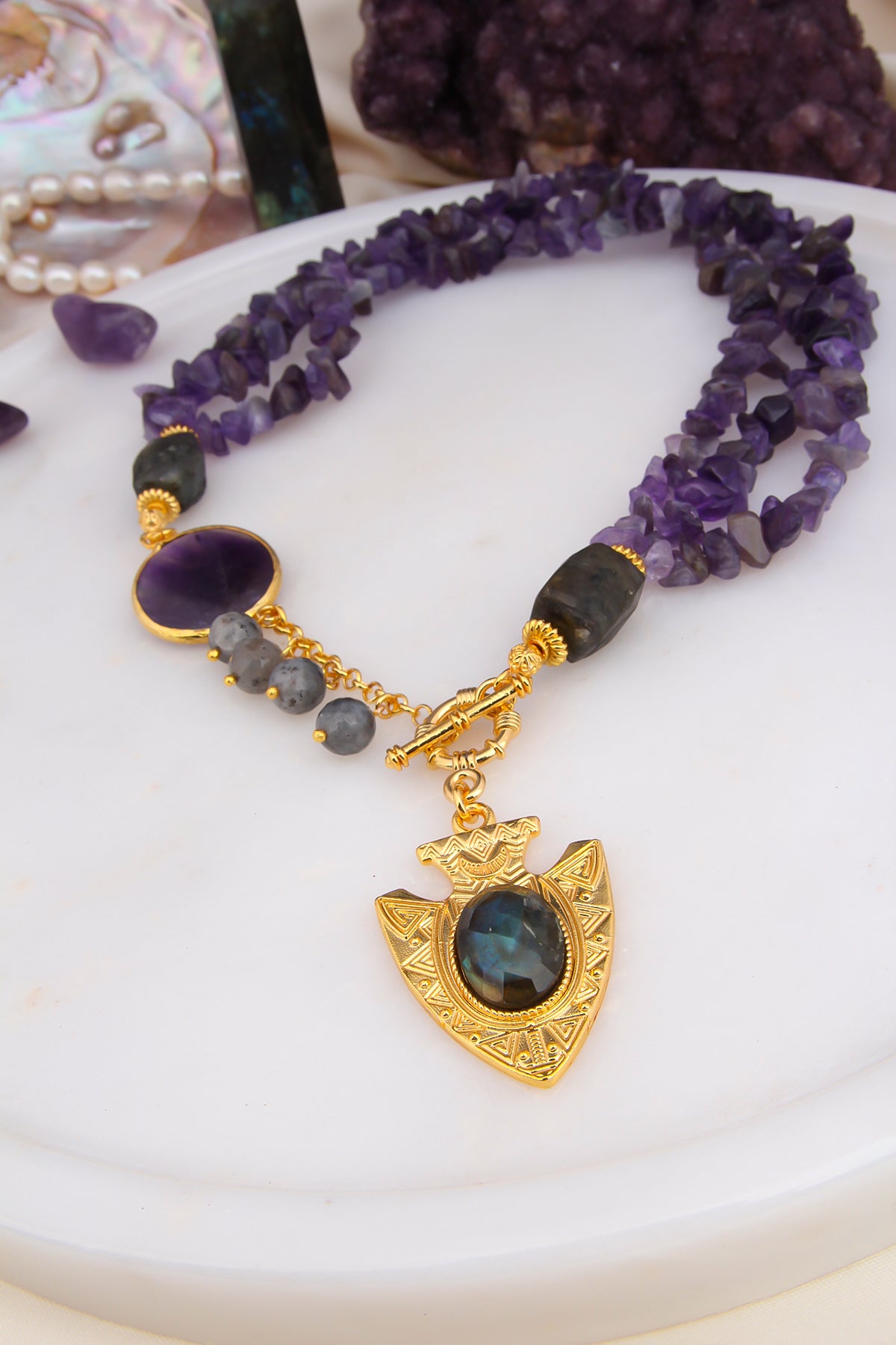 Amethsyt & Labradorite Collier