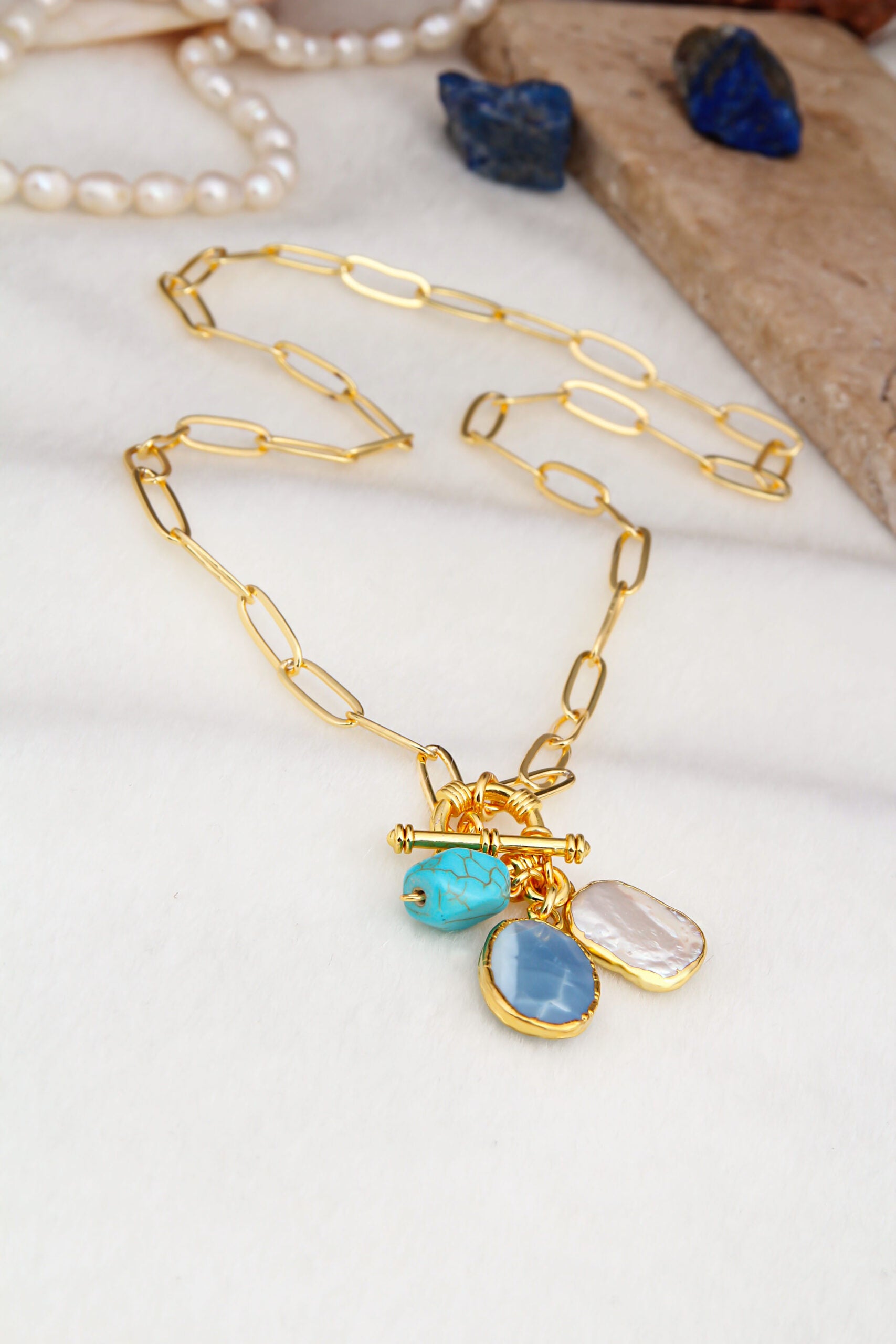 Turquoise & Blue Opal & Pearl Collier