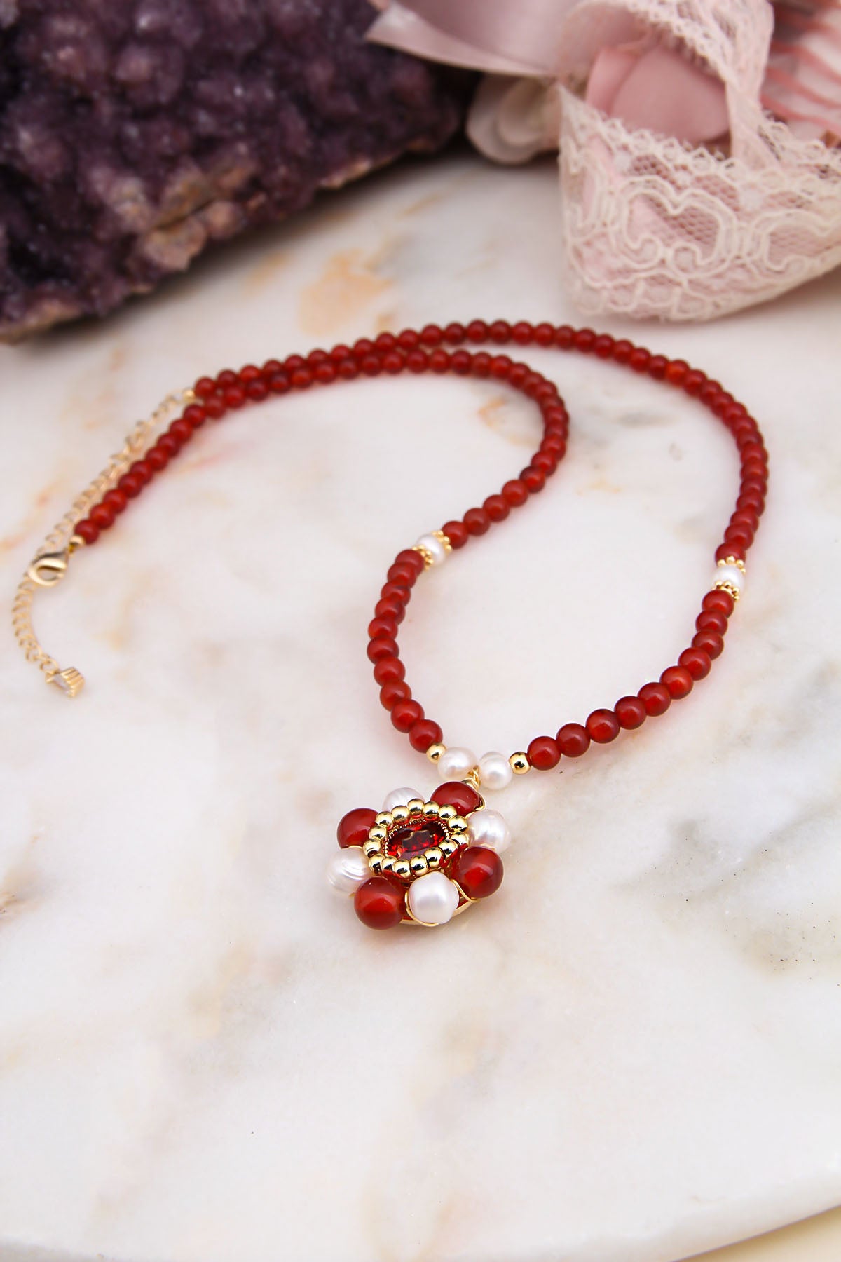 Agate & Pearl Necklace