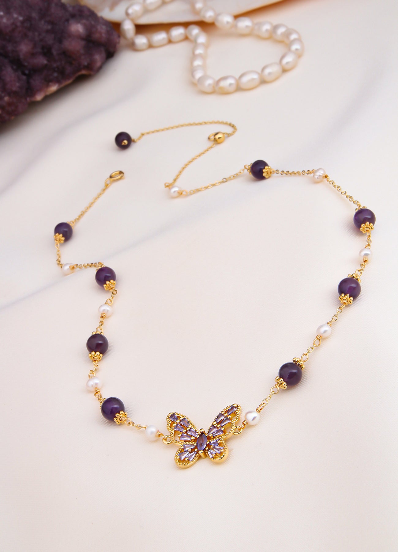 Amethyst & Pearl Necklace