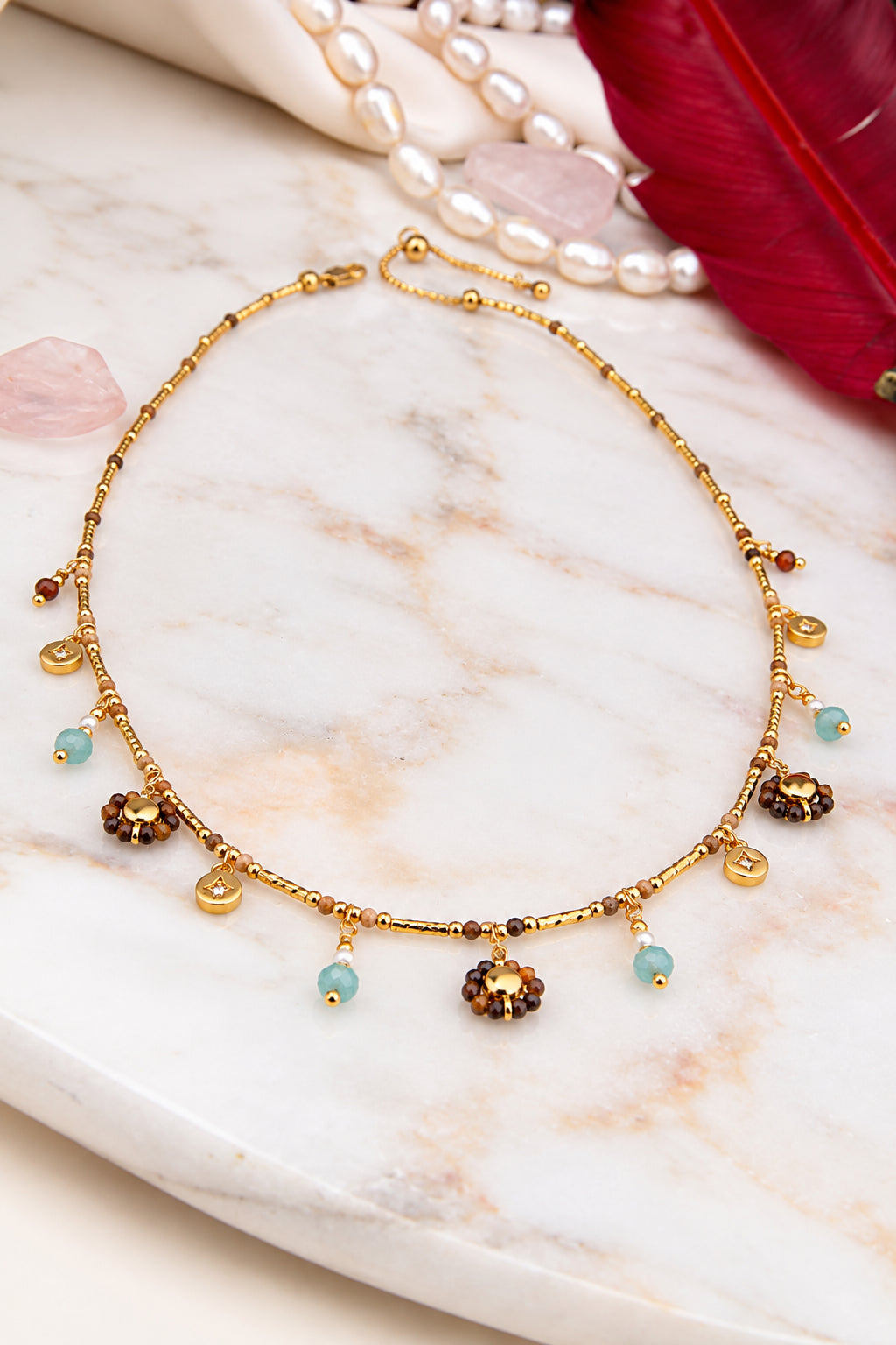 Tiger Eyes & Amazonite Necklace