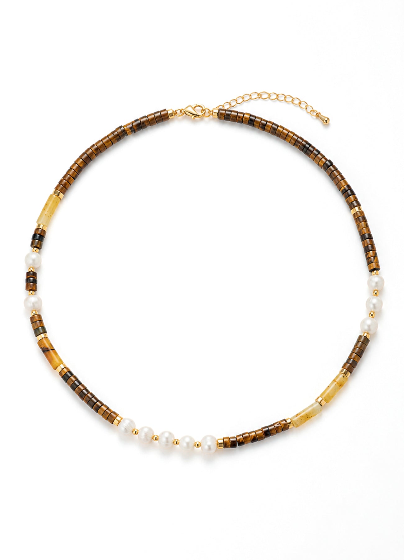 Tiger Eyes & Pearl Necklace