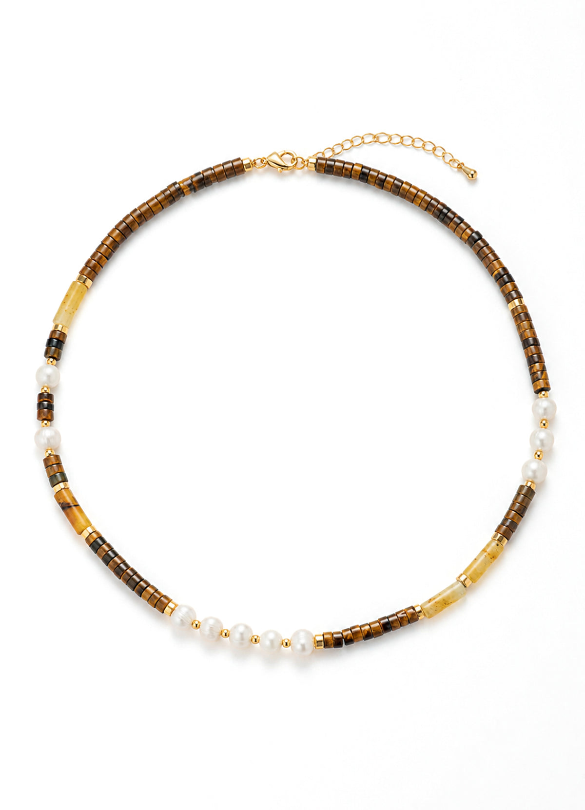 Tiger Eyes & Pearl Necklace