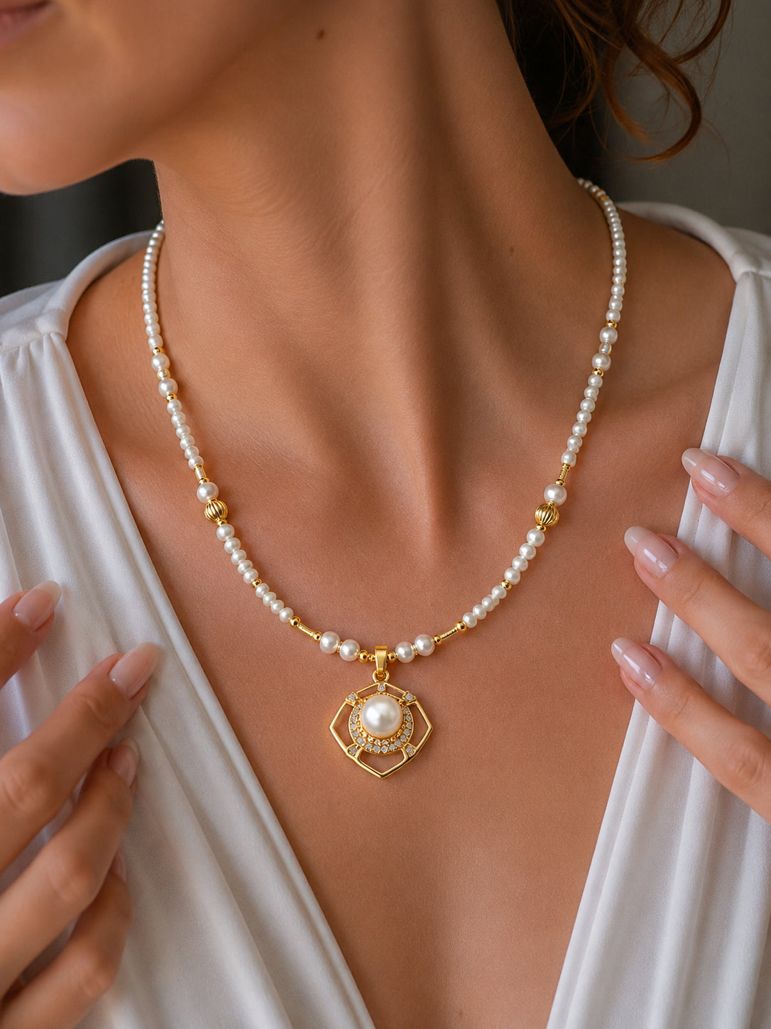 Pearl & Zircon Necklace