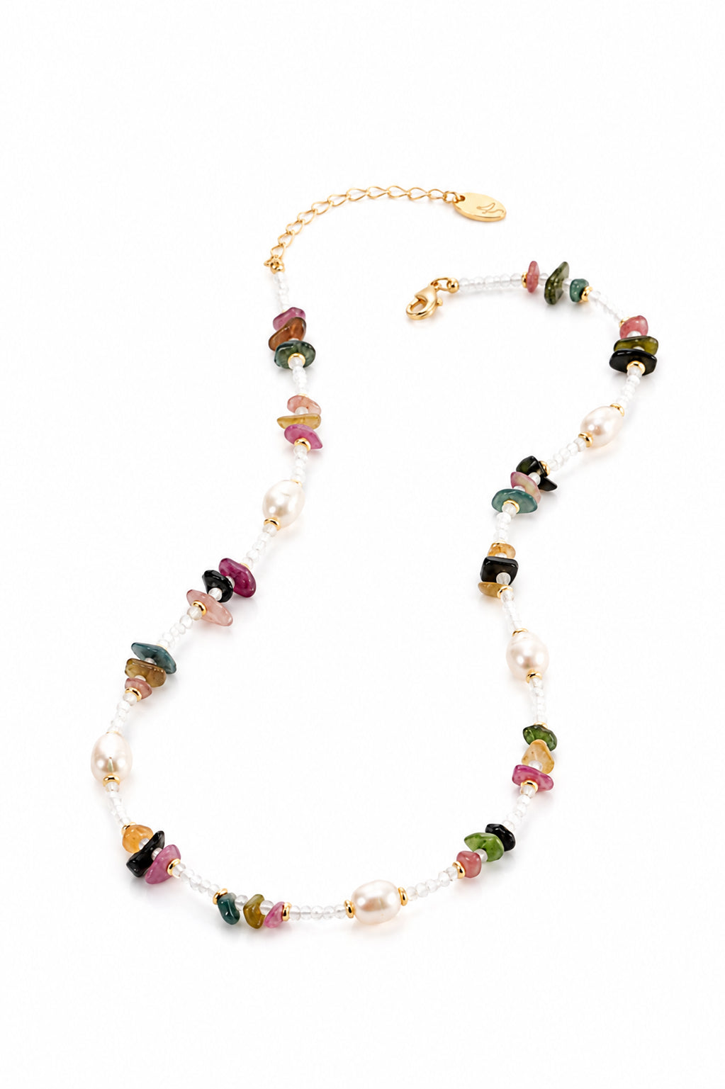 Pearl & Pink Quartz & Amazonite Necklace