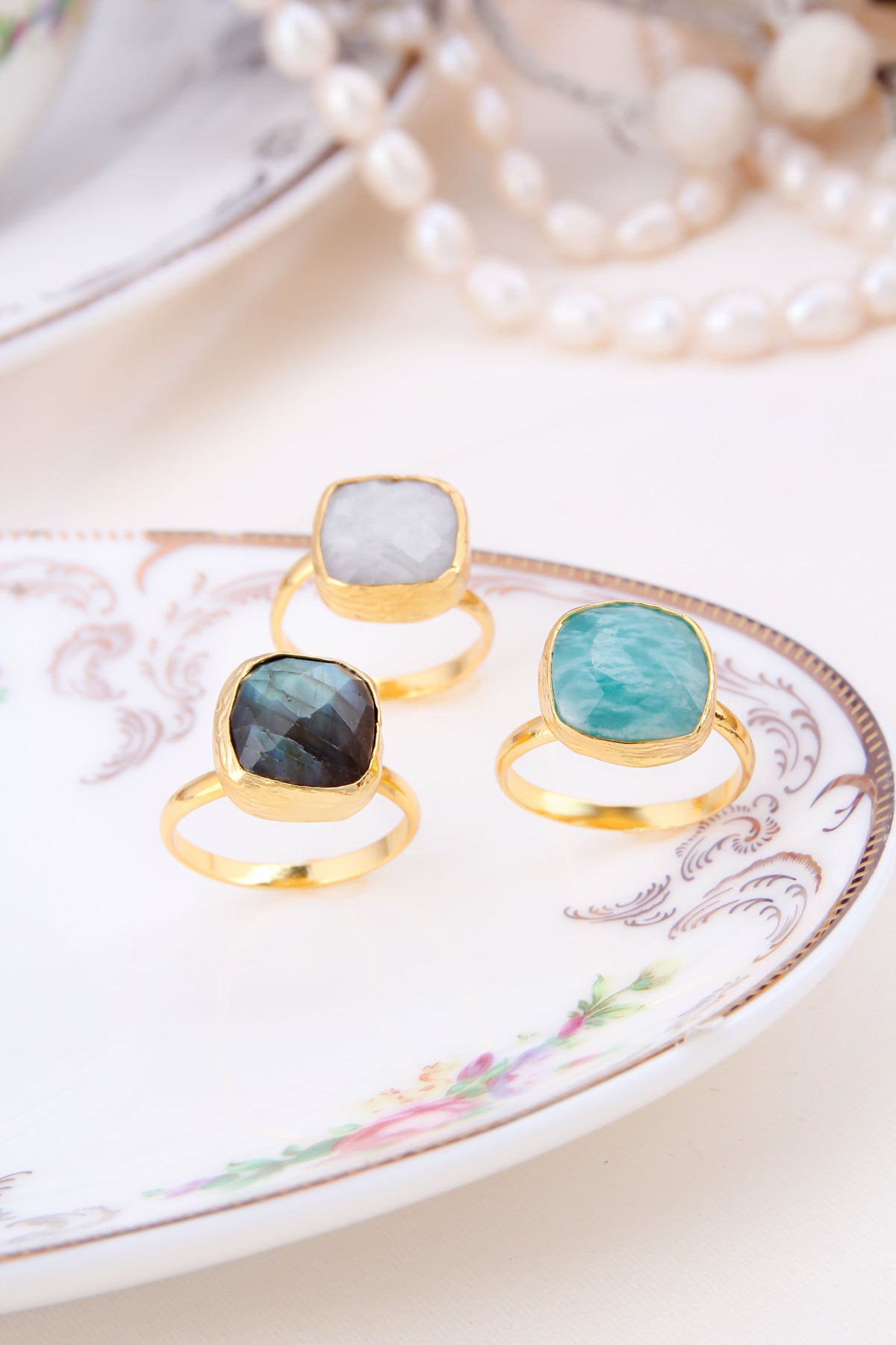 Labradorite & Amazonite & Moonstone Ring