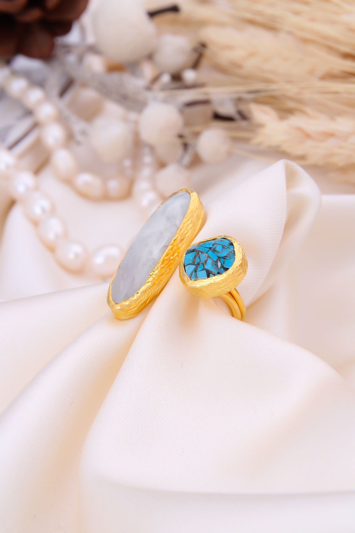 Moon Stone & Turquoise Ring