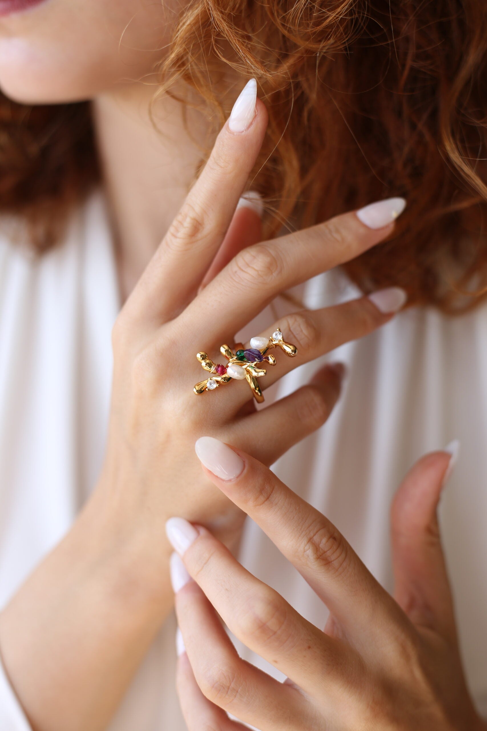 Pearl & Zircon Ring