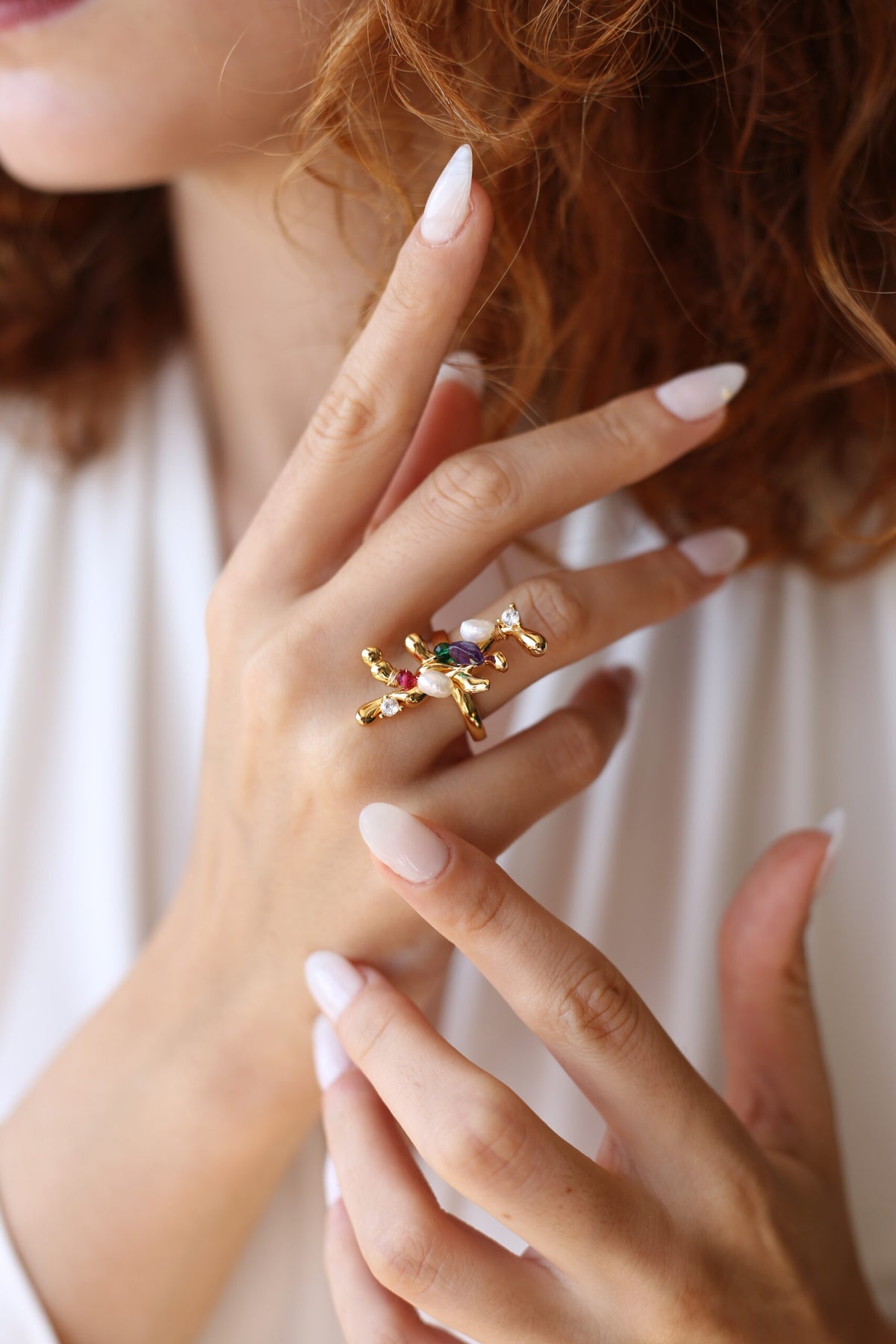 Pearl & Zircon Ring