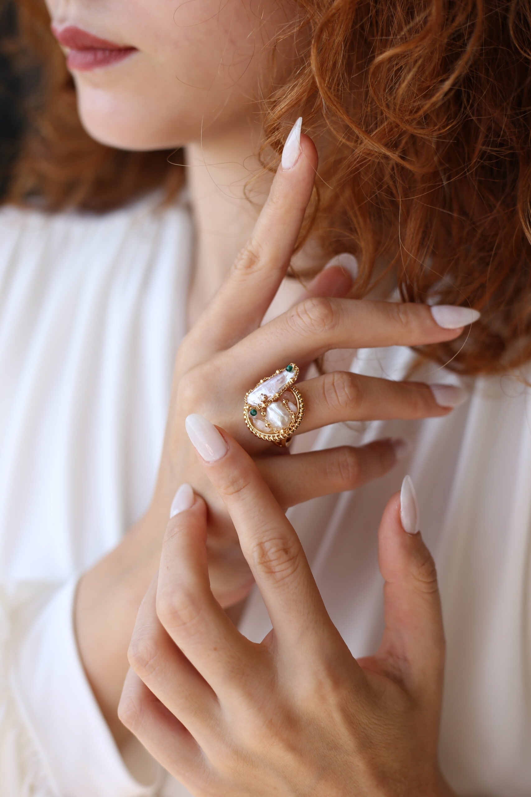 Pearl & Zircon Ring