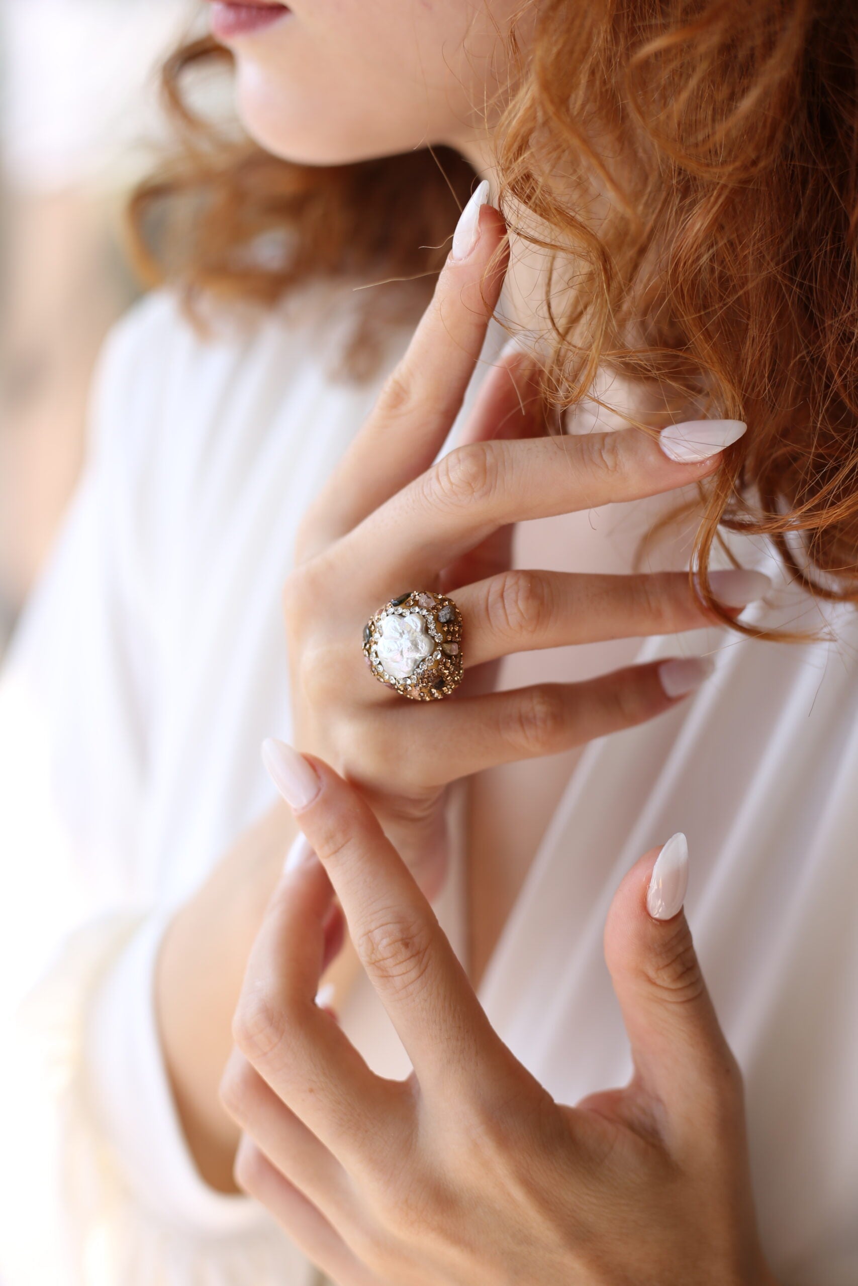 Pearl & Zircon Ring