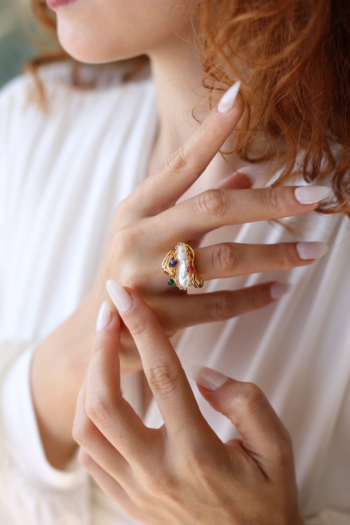 Pearl & Zircon Ring