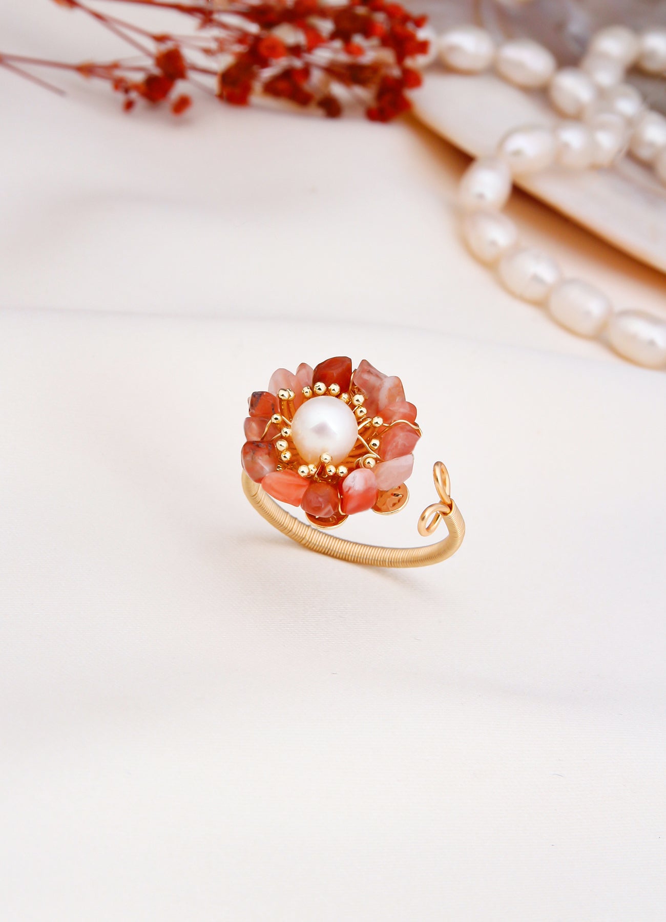 Agate & Pearl Ring