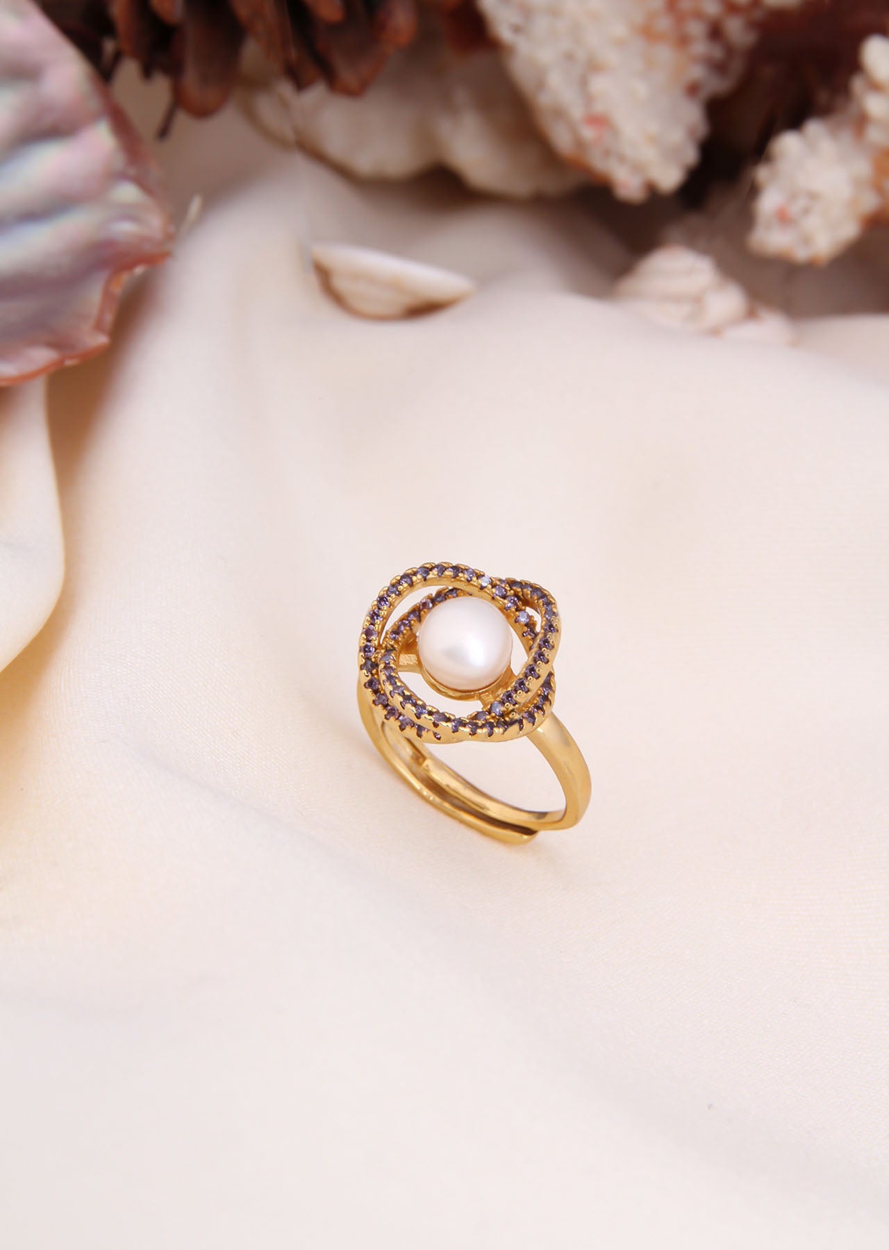 Pearl & Zircon Ring