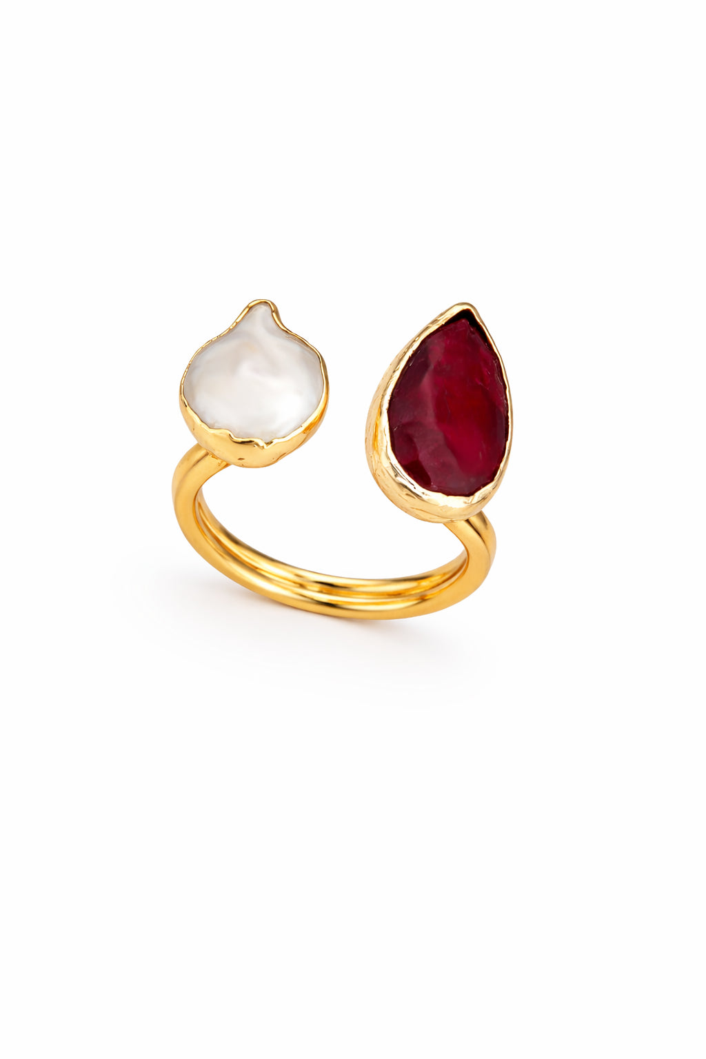 Pearl & Root Ruby Ring