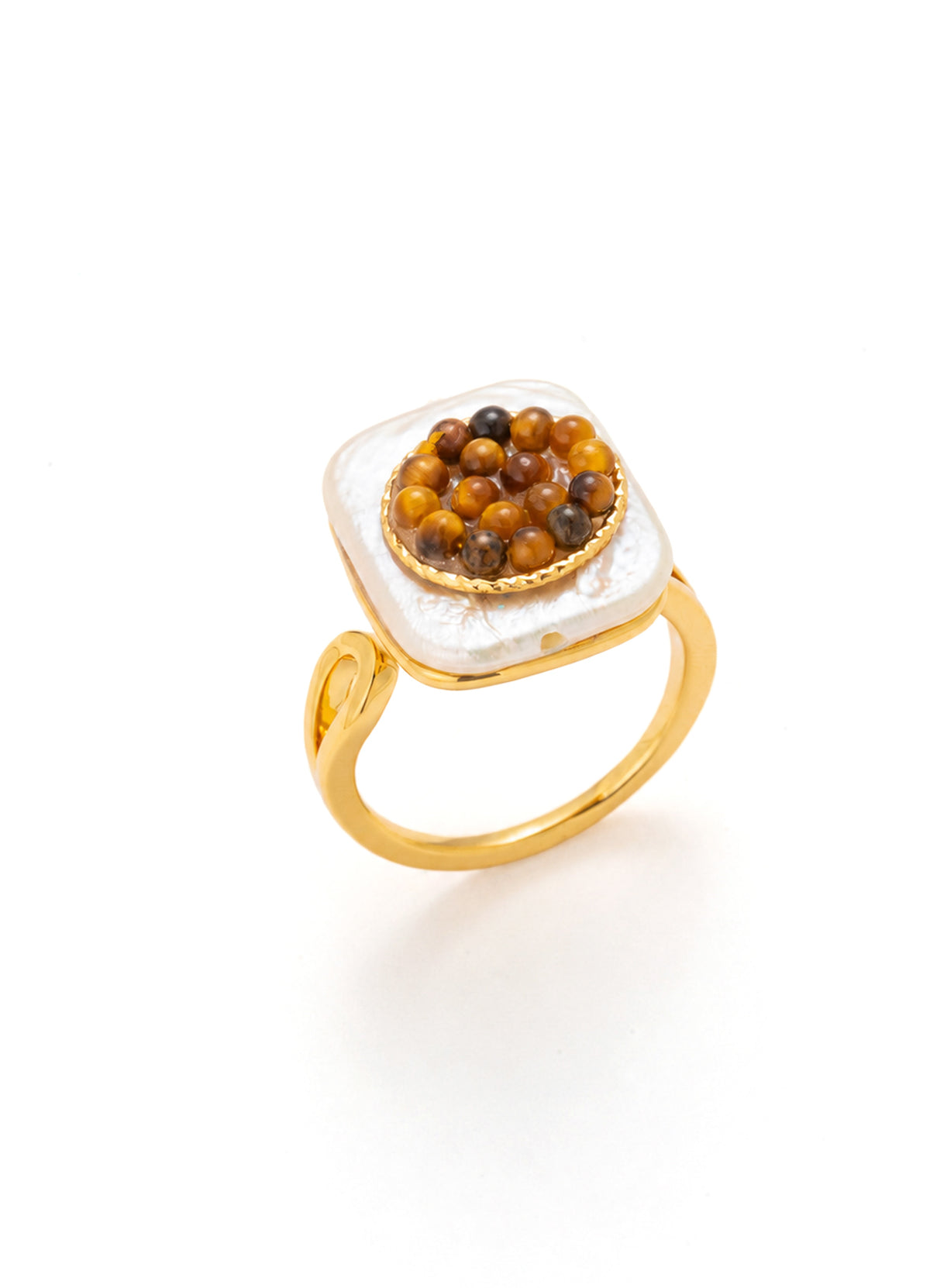 Pearl & Tiger Eyes Ring
