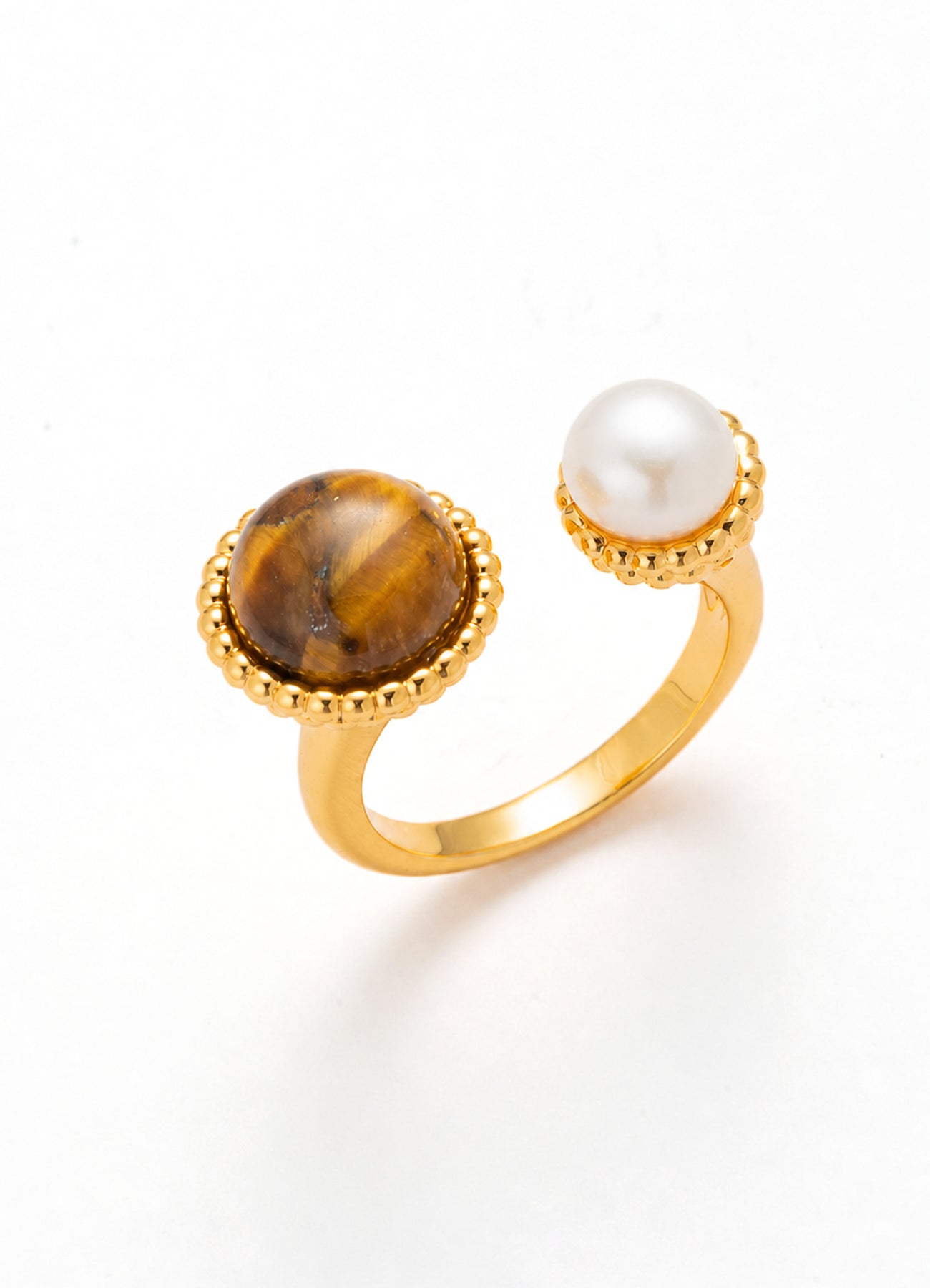 Tiger Eyes & Pearl Ring