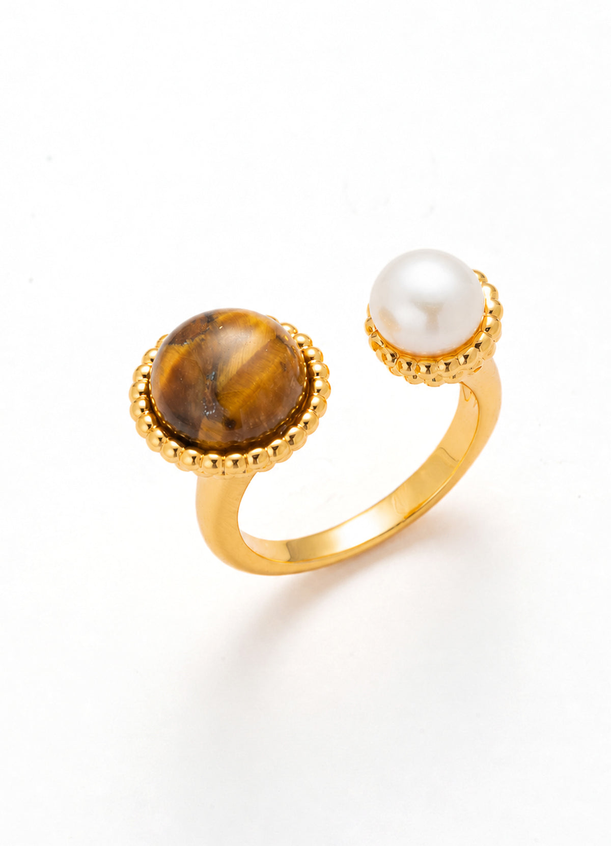 Tiger Eyes & Pearl Ring