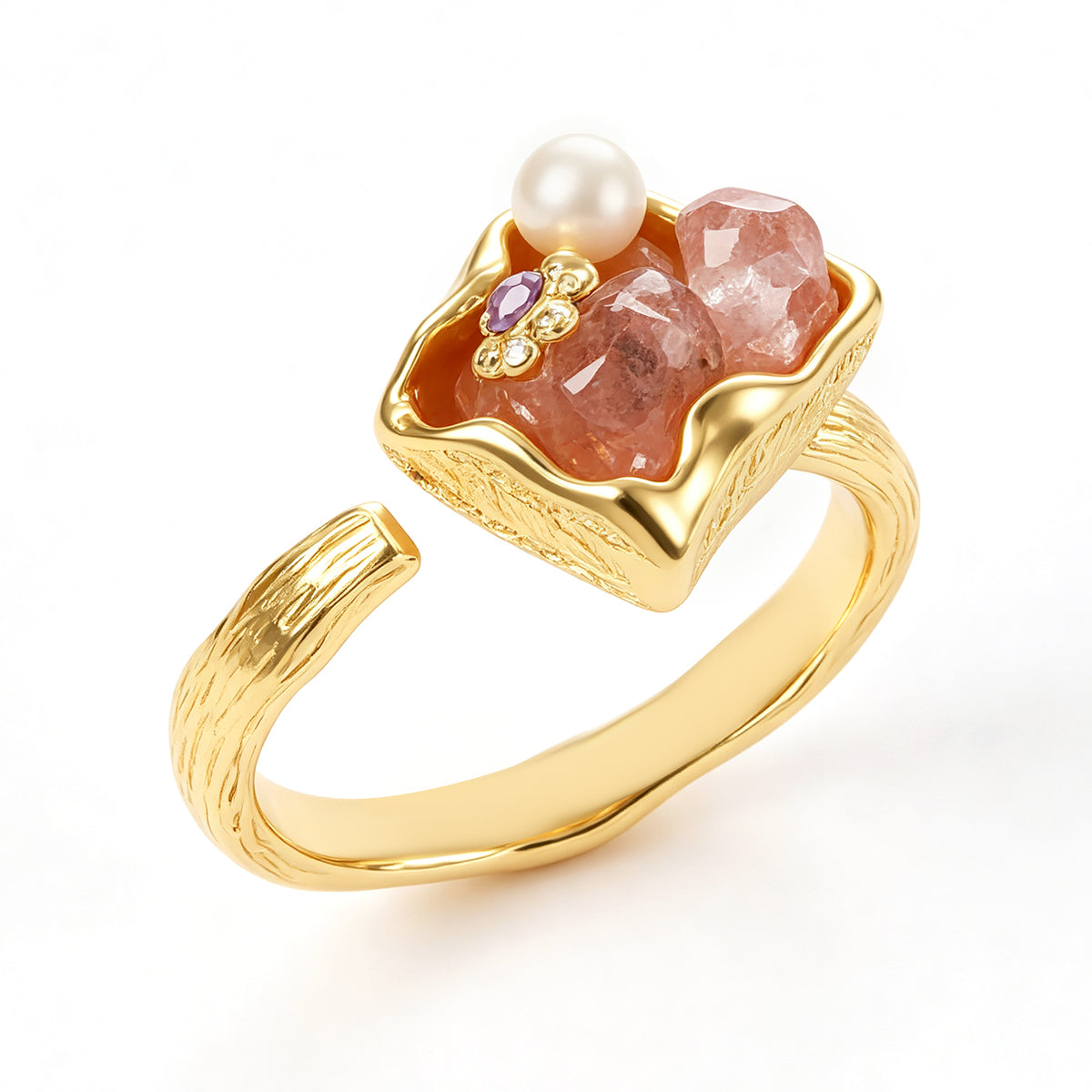 Pearl & Pink Quartz Ring