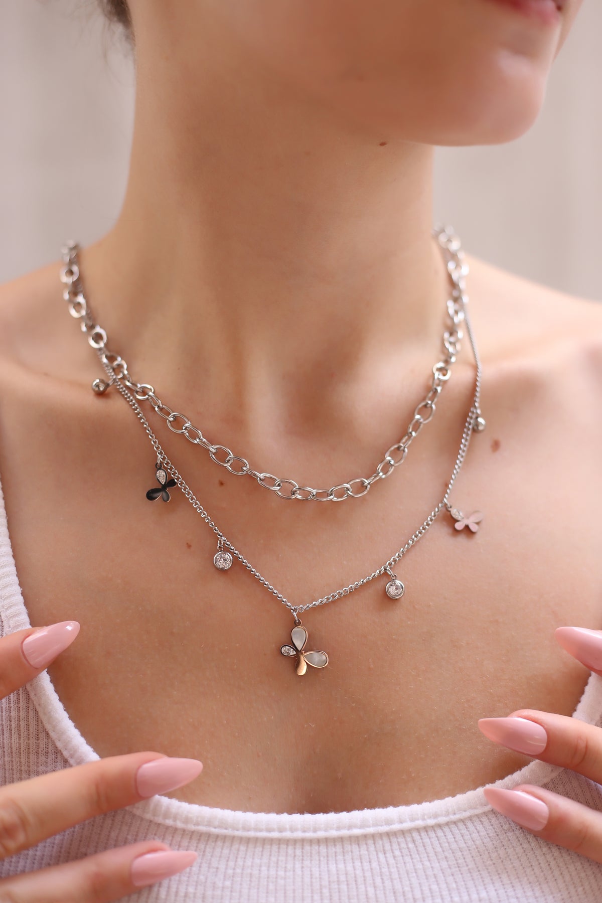Nacre & Zircon Necklace