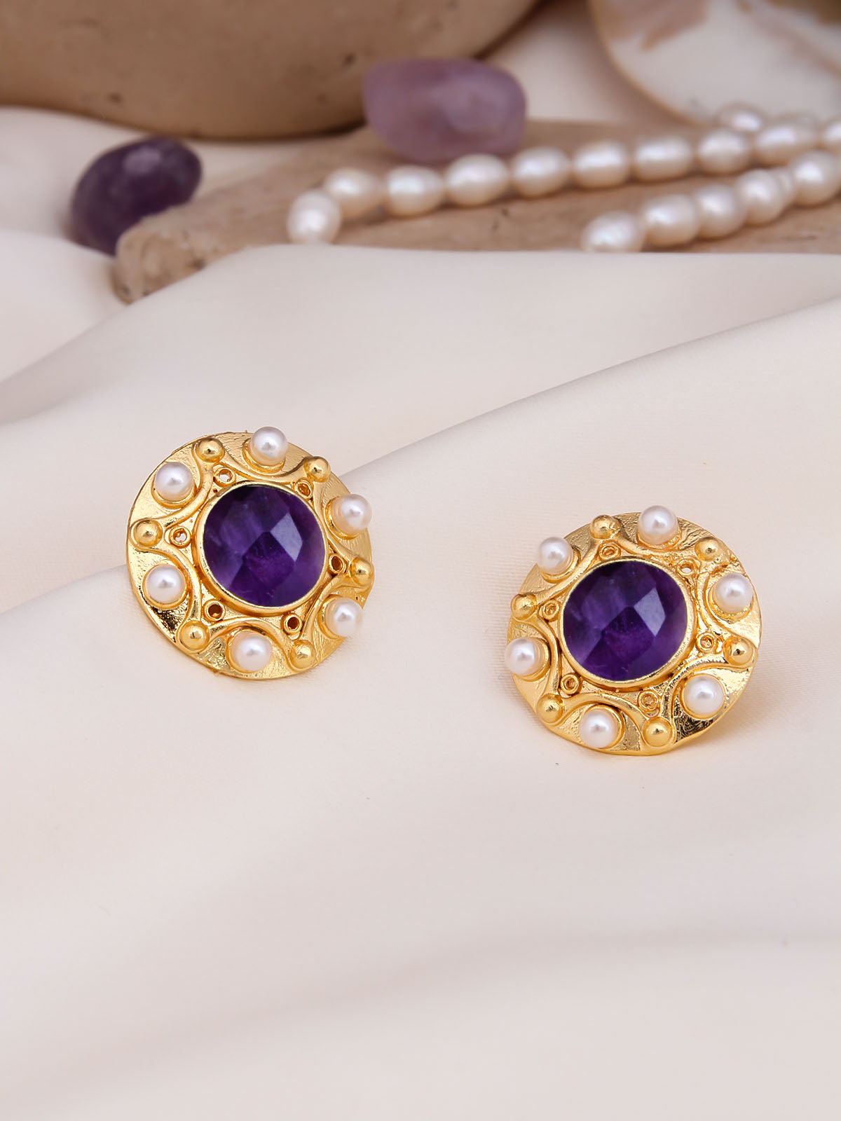 Amethyst & Pearl Boucles d'oreilles
