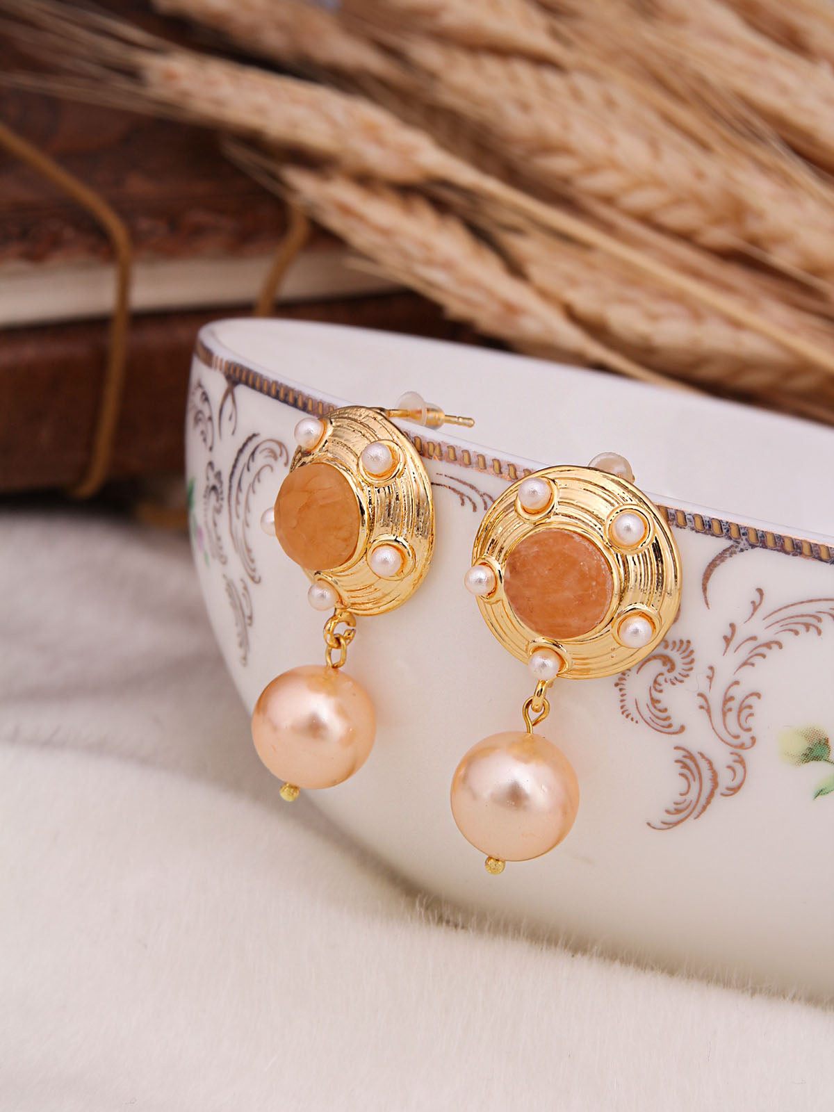 Citrine & Pearl Boucle d'oreilles