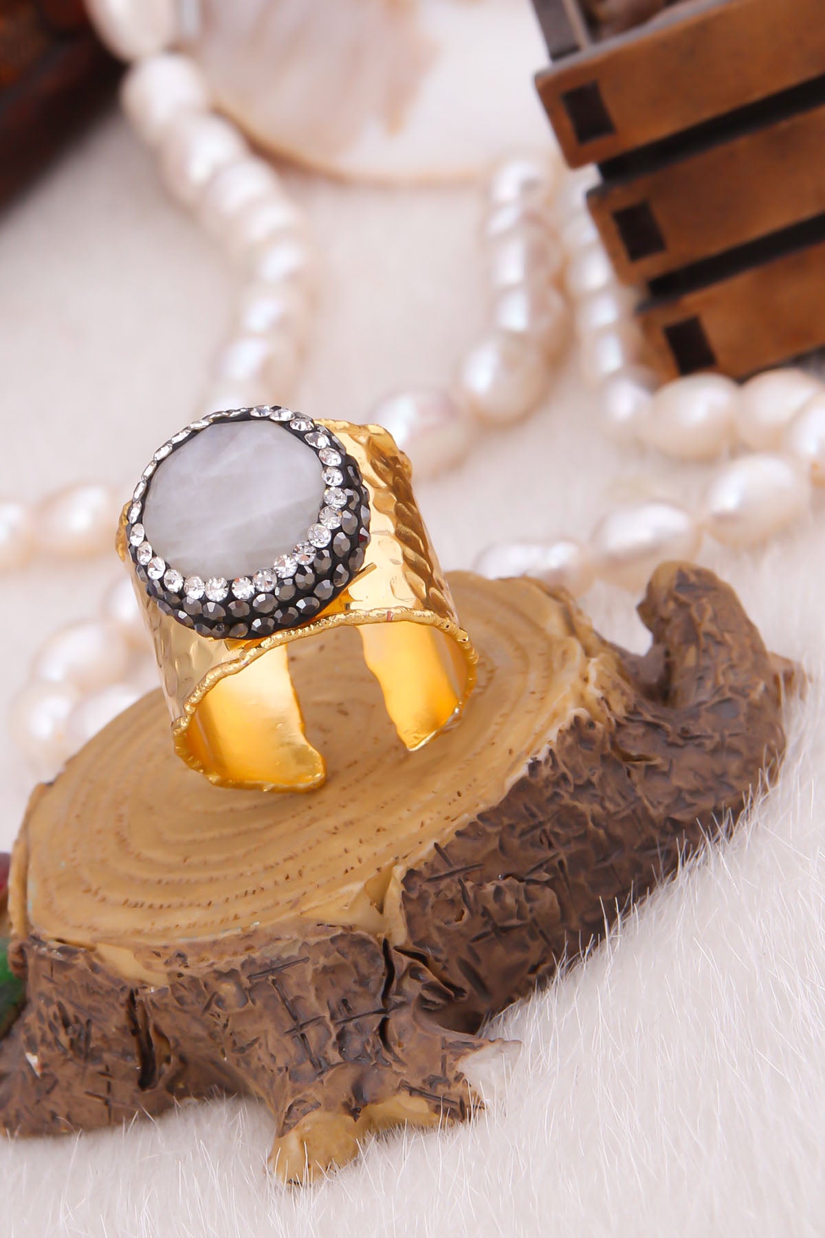 Moonstone & Hematite Bague