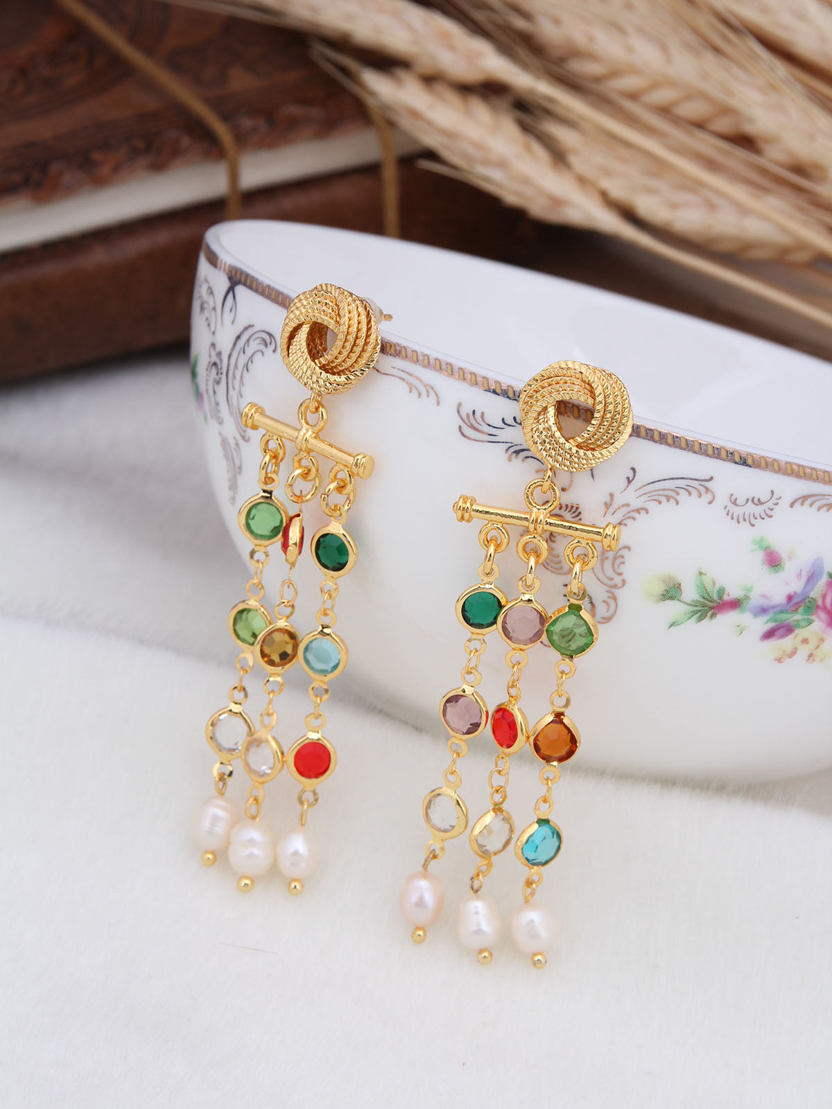 Crystal & Pearl Boucle d'oreilles