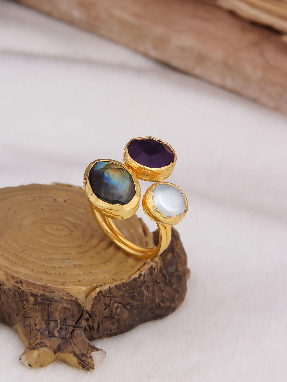 Labradorite & Amethyst & Pearl Bague