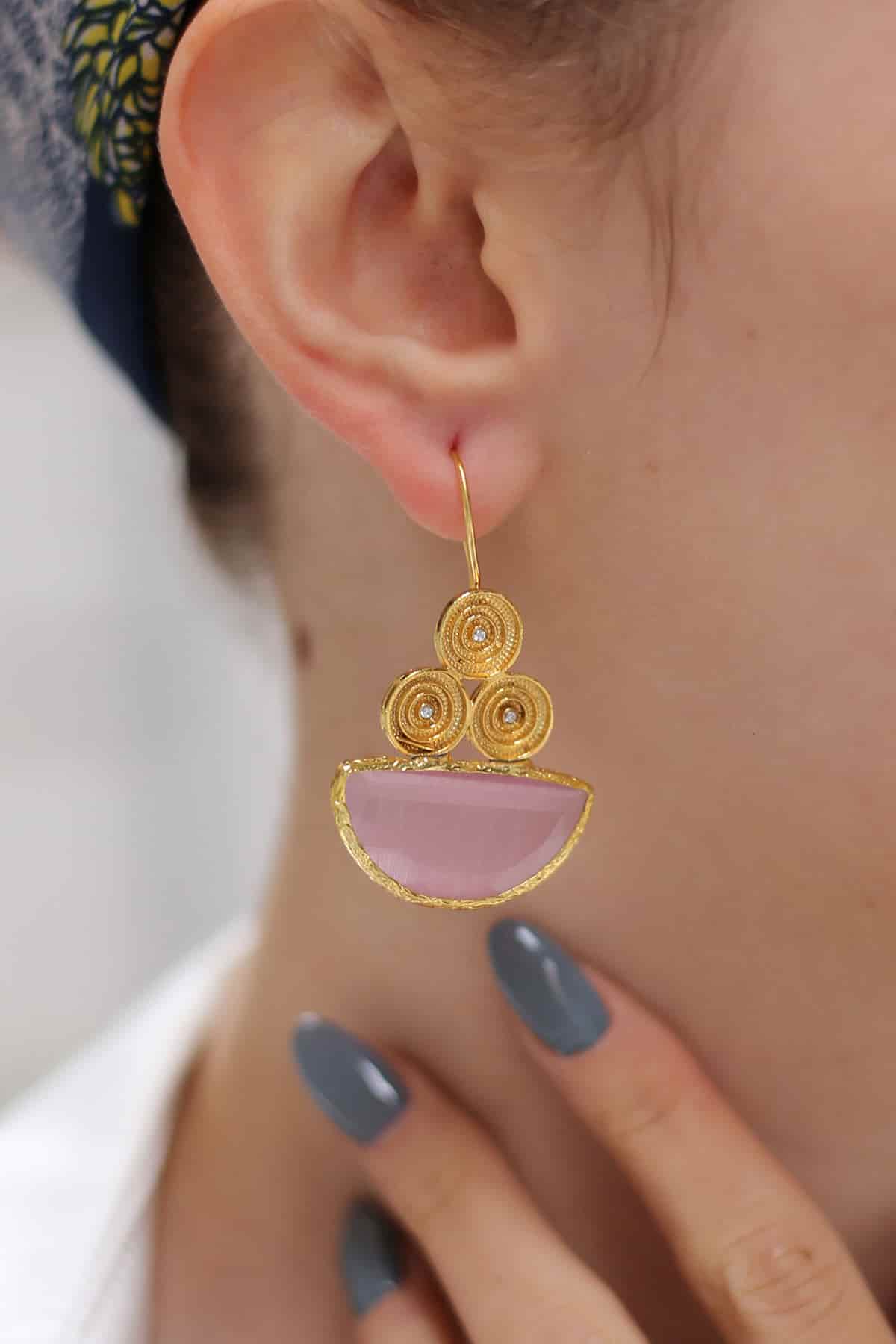 Pink Quartz Earring