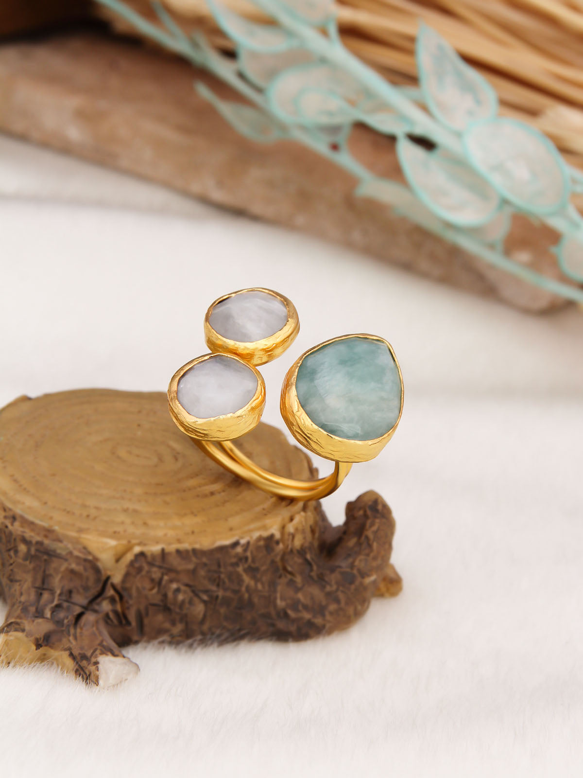 Amazonite & Moonstone Bague