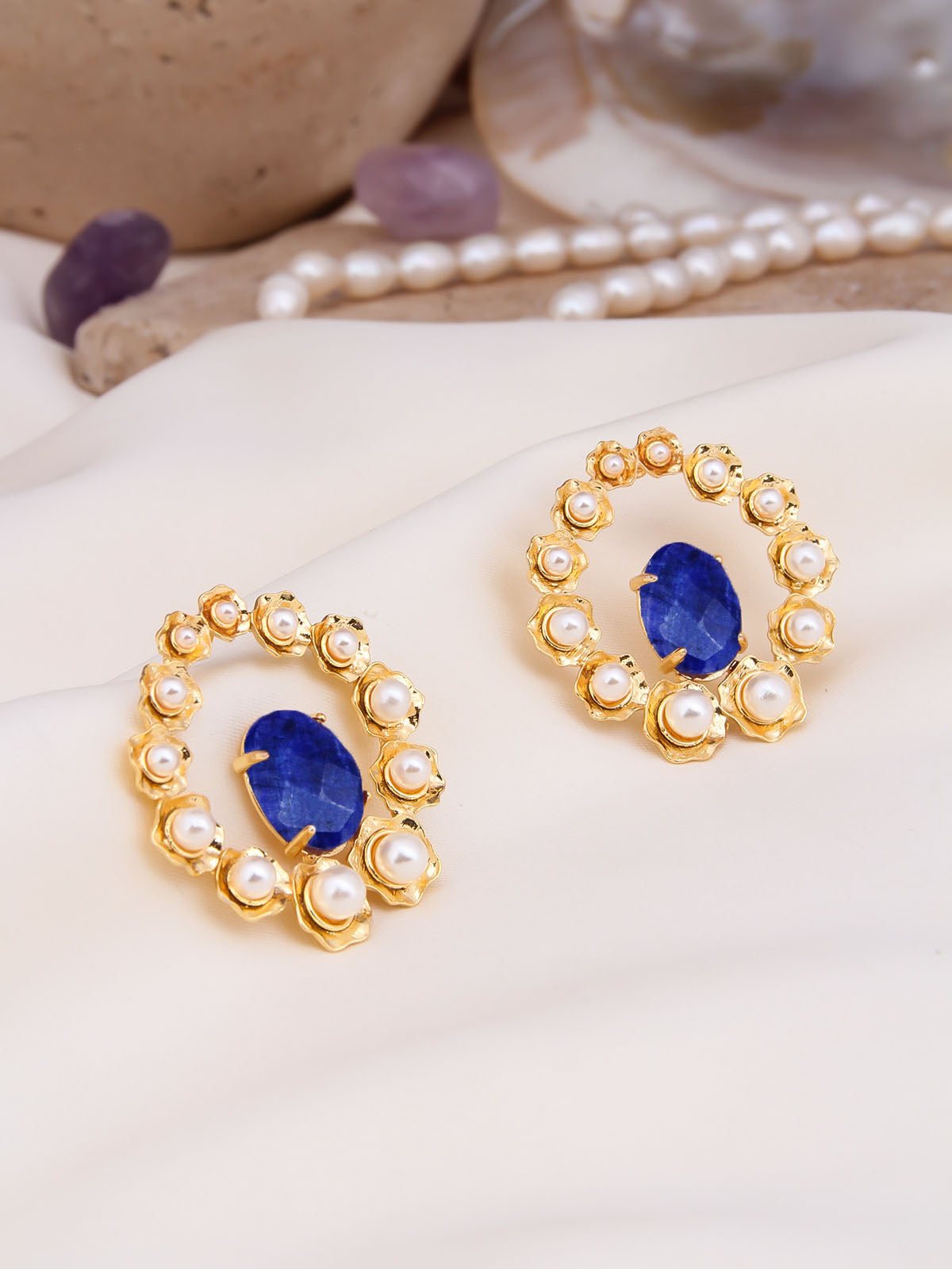 Saphire & Pearl Boucles d'oreilles