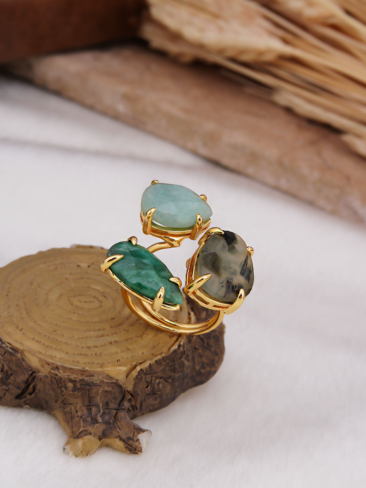 Amazonite & Aquamarine & Prinhite Bague