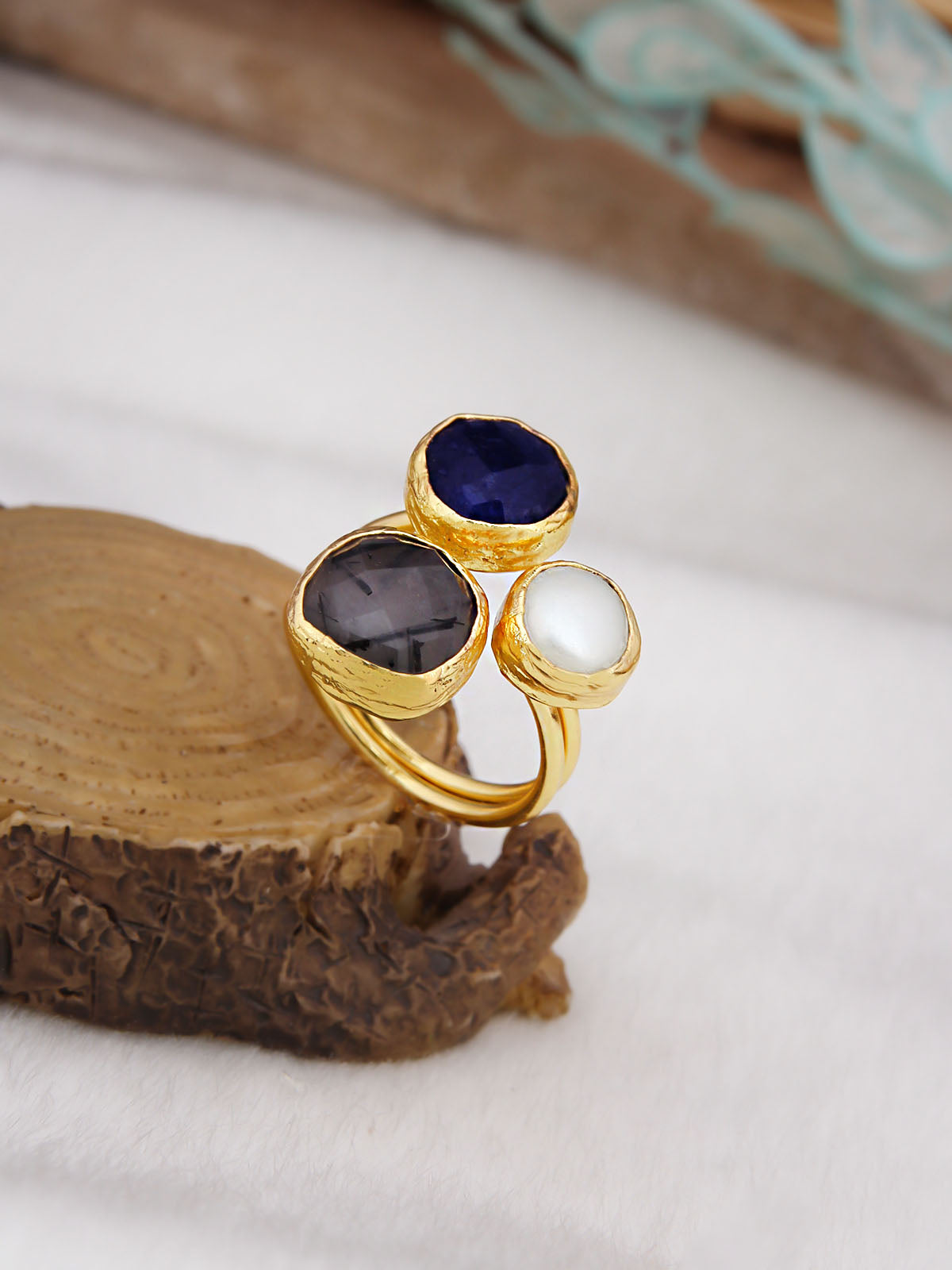 Amethyst & Saphire & Pearl Bague